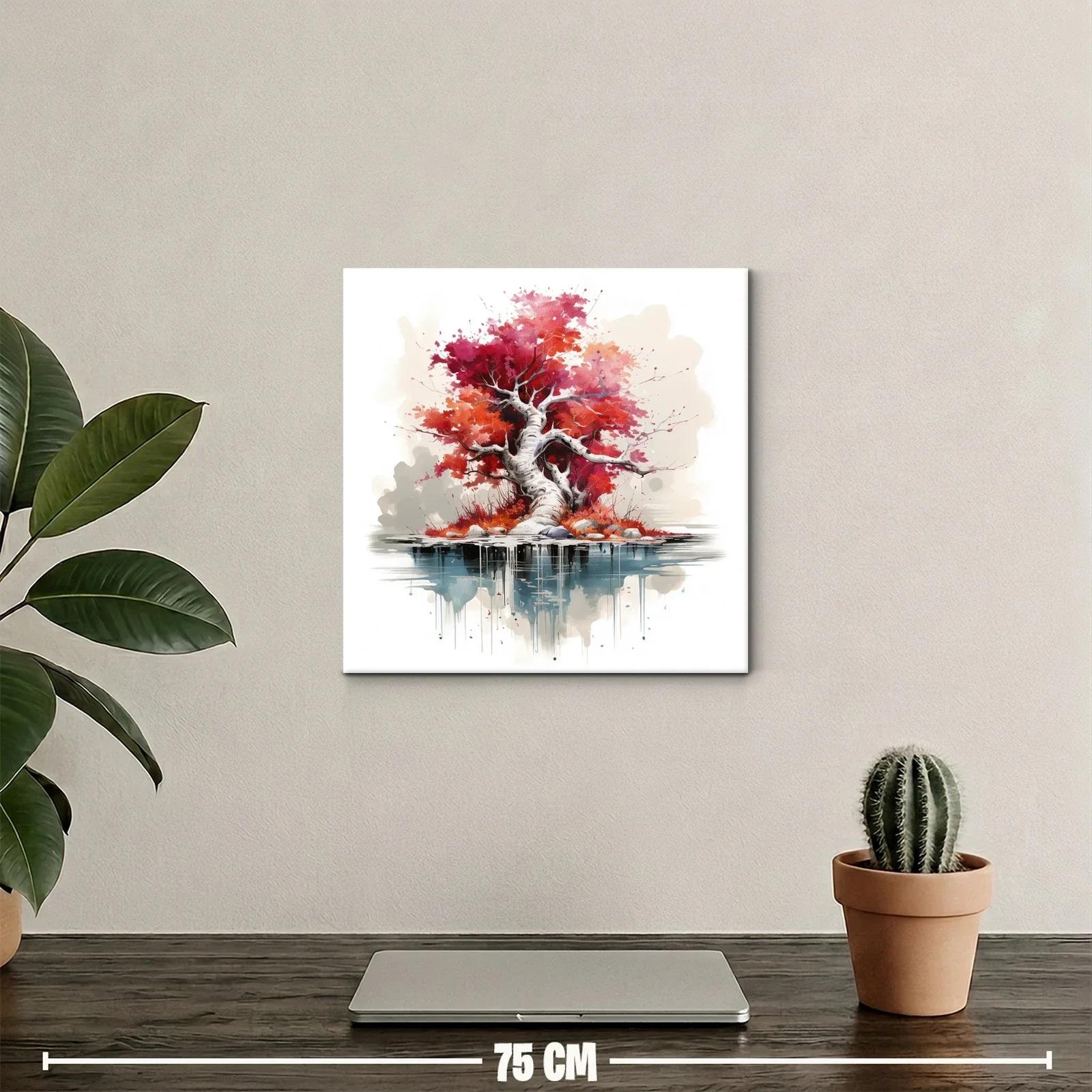Árbol de otoño con reflejo en agua llamativo y sereno — miniatura 2