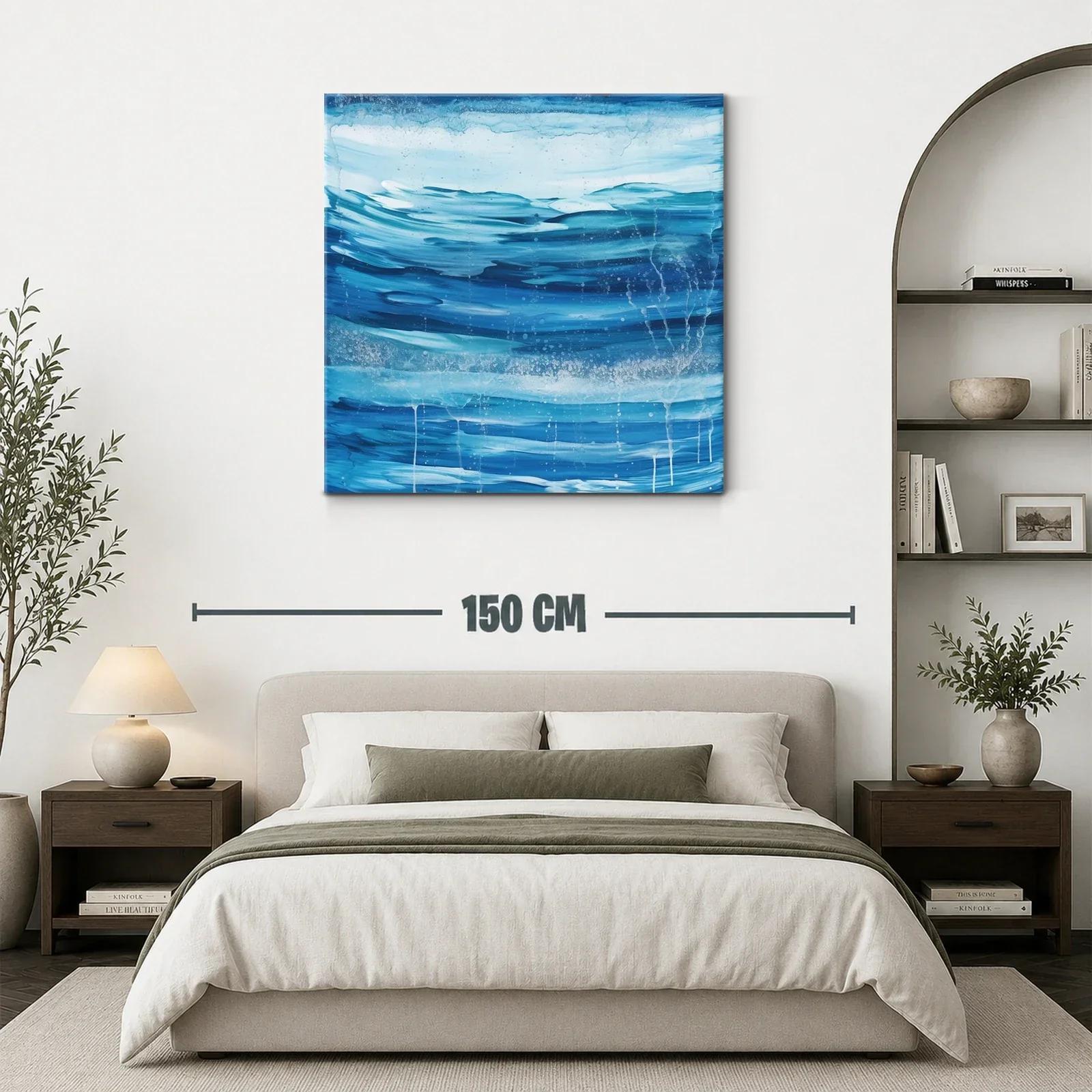 Cuadro abstracto inspirado en el movimiento del agua azul — miniatura 3
