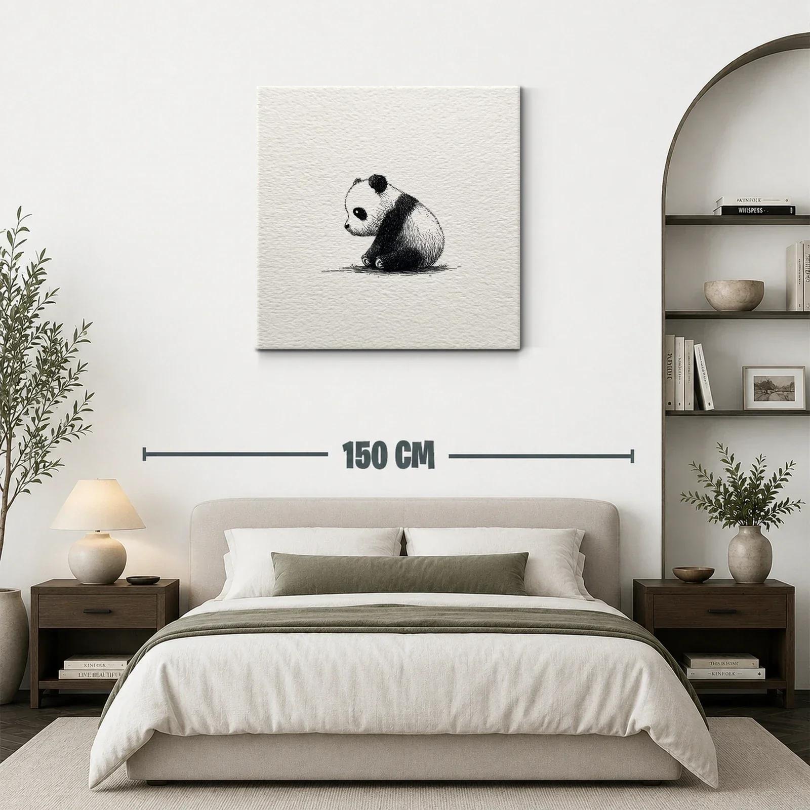 Sutil ilustración de panda bebé en blanco y negro — miniatura 3