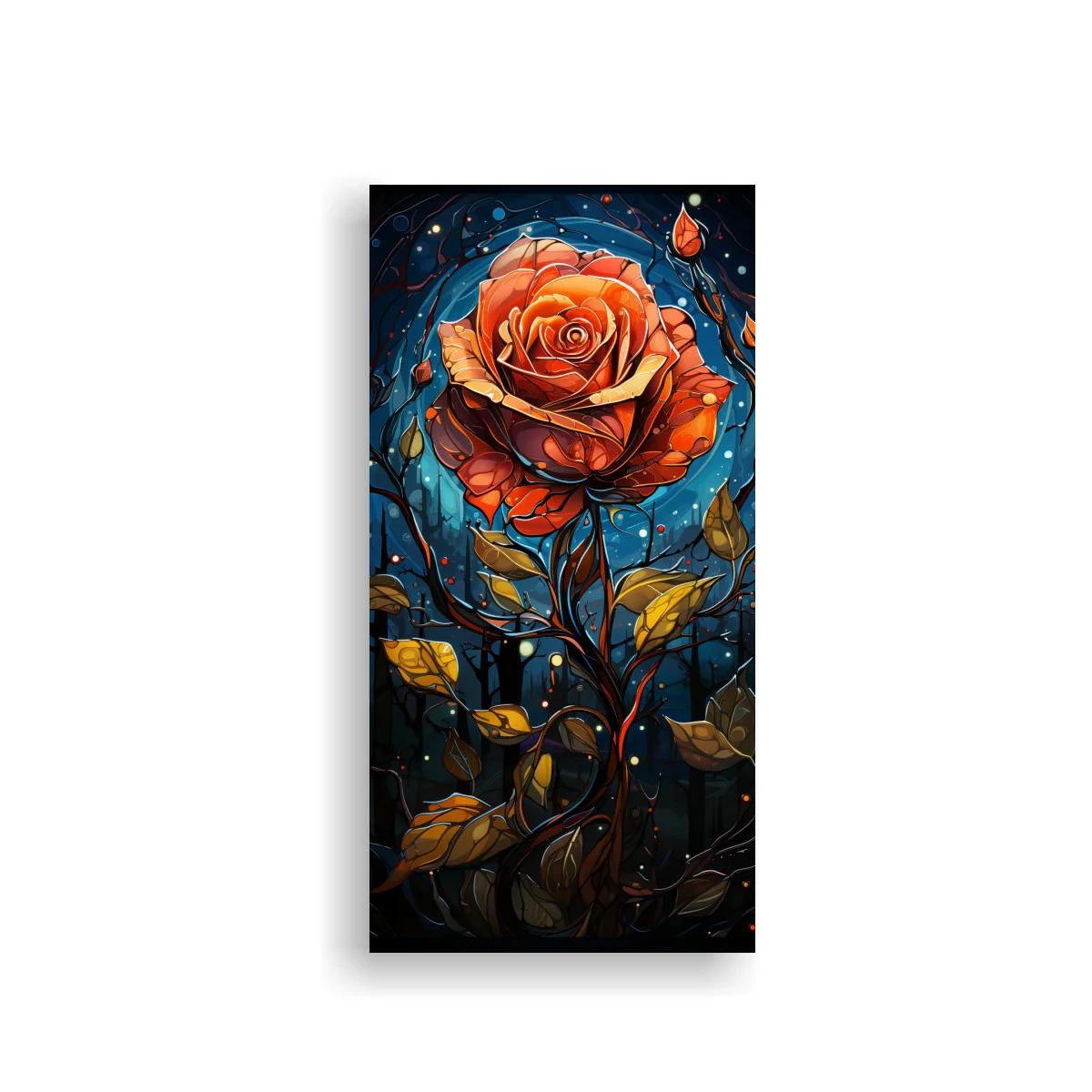 Cuadro rosa naranja con tallos enredados — imagen principal