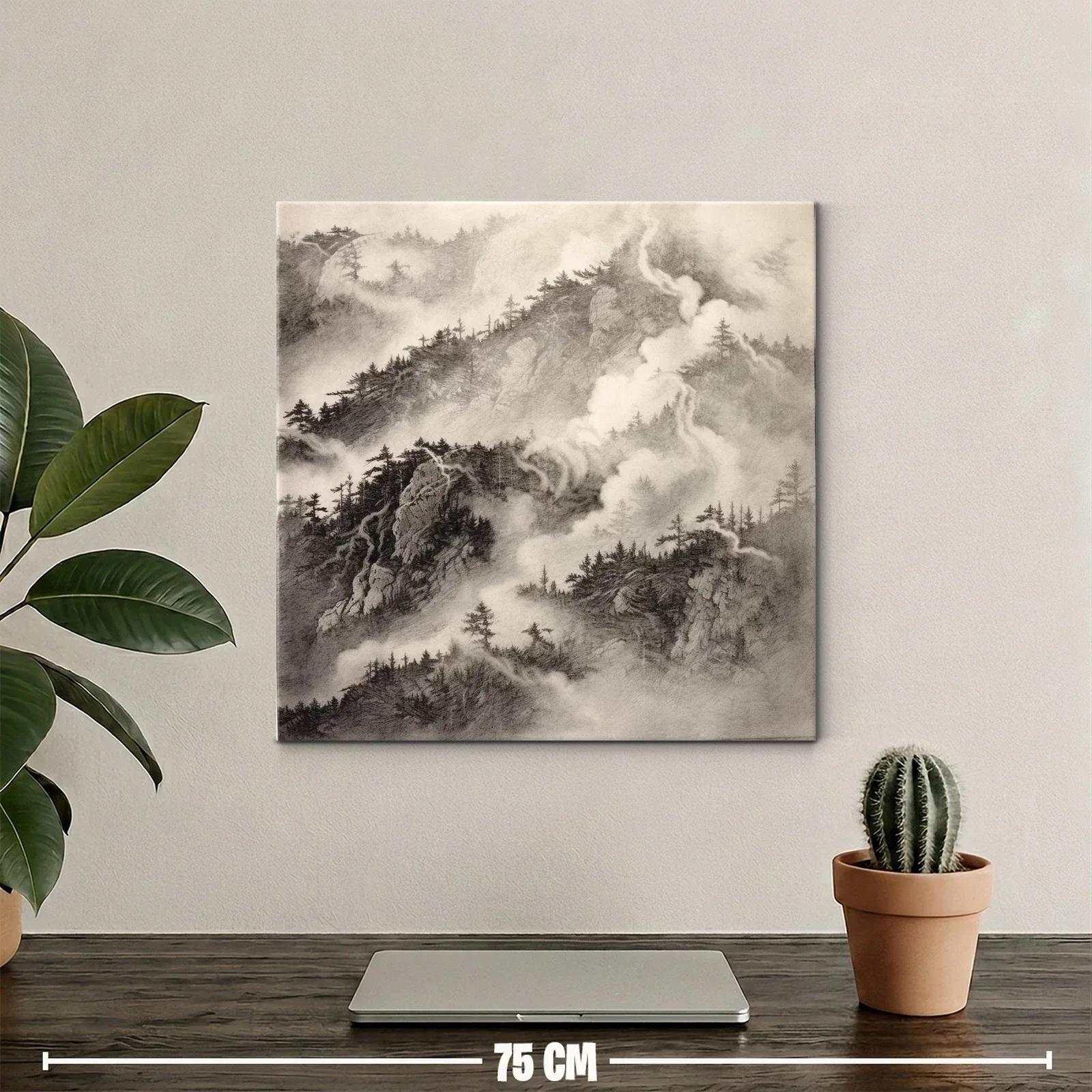 Paisaje de Montañas Nebulosas en Tonos Monocromáticos — miniatura 2