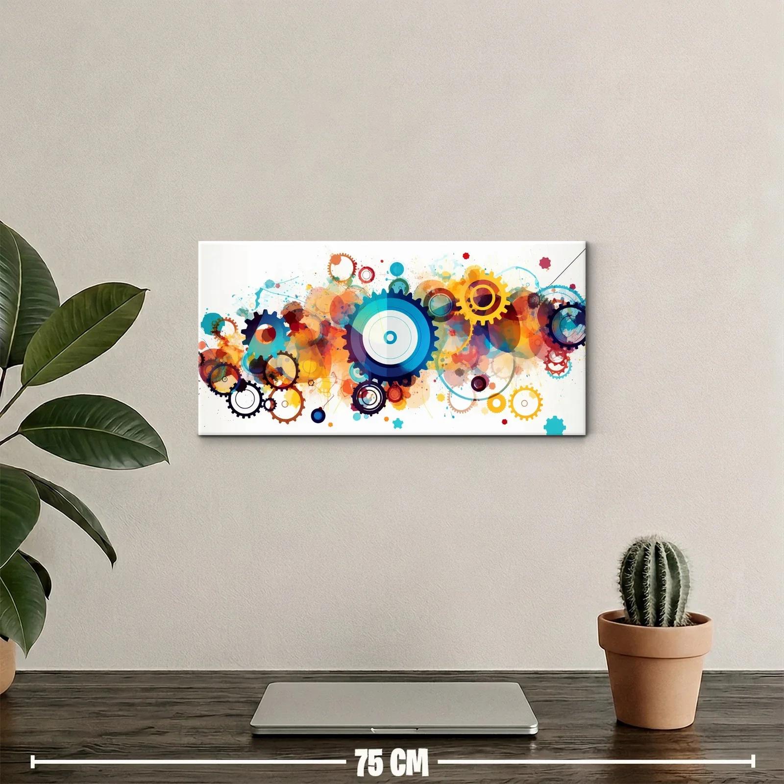 Cuadro círculos concéntricos abstractos con salpicaduras de color — miniatura 2