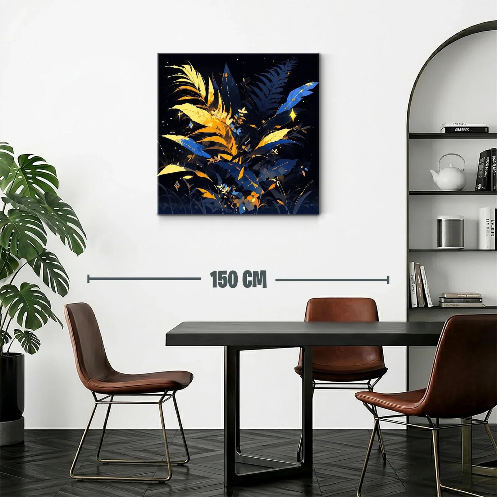 Ramillete luminoso de hojas en tonos azules y dorados — miniatura 2