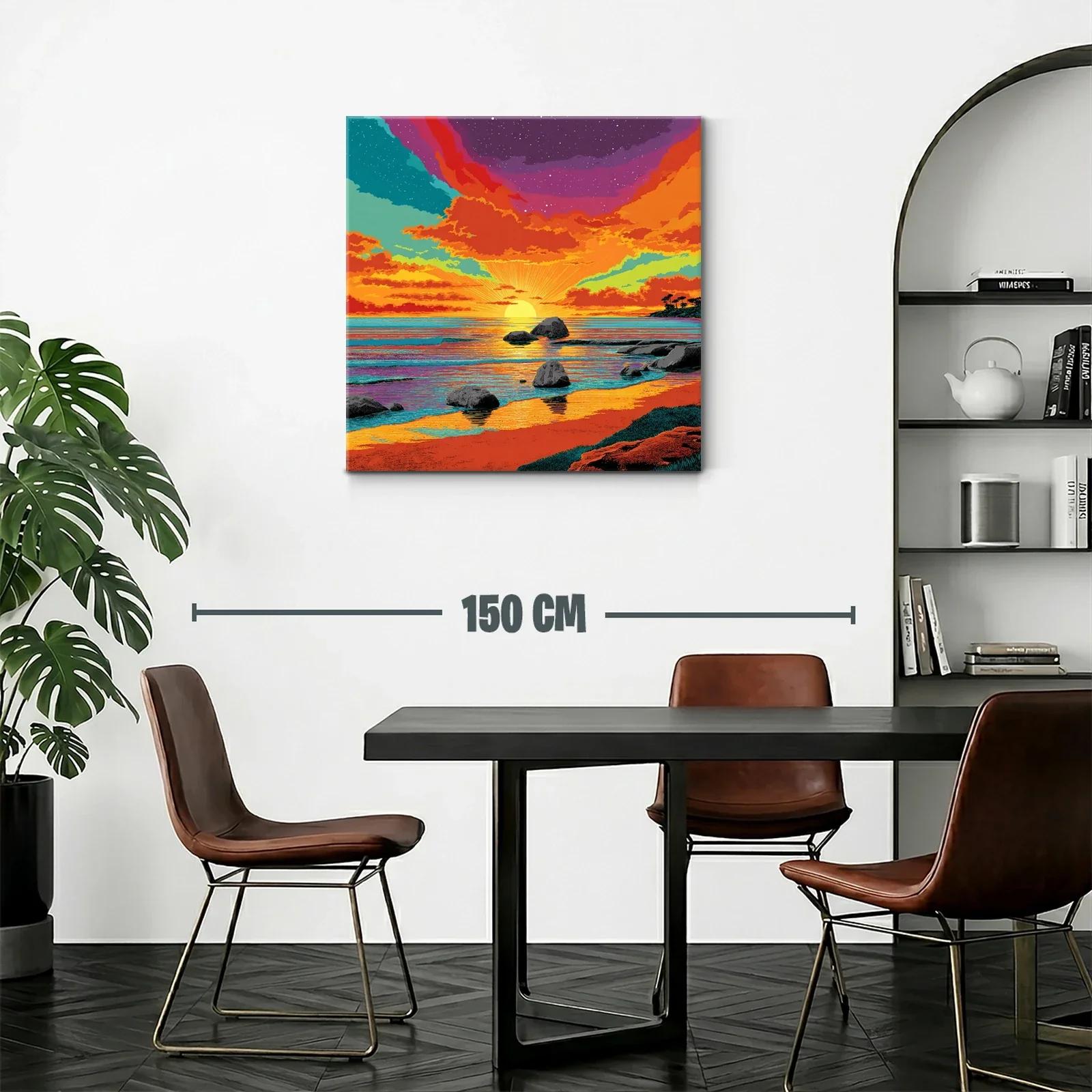 Atardecer vibrante sobre la costa con cielos estrellados — miniatura 2