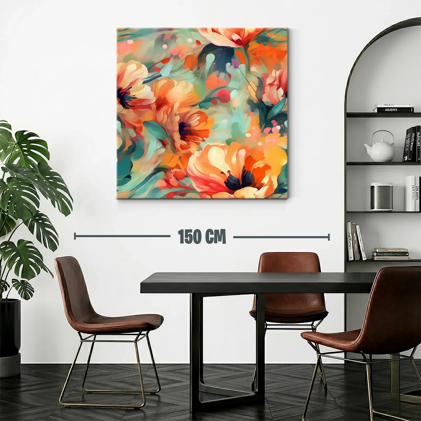 Cuadro floral vibrante con tonos cálidos y detalles suaves — miniatura 2