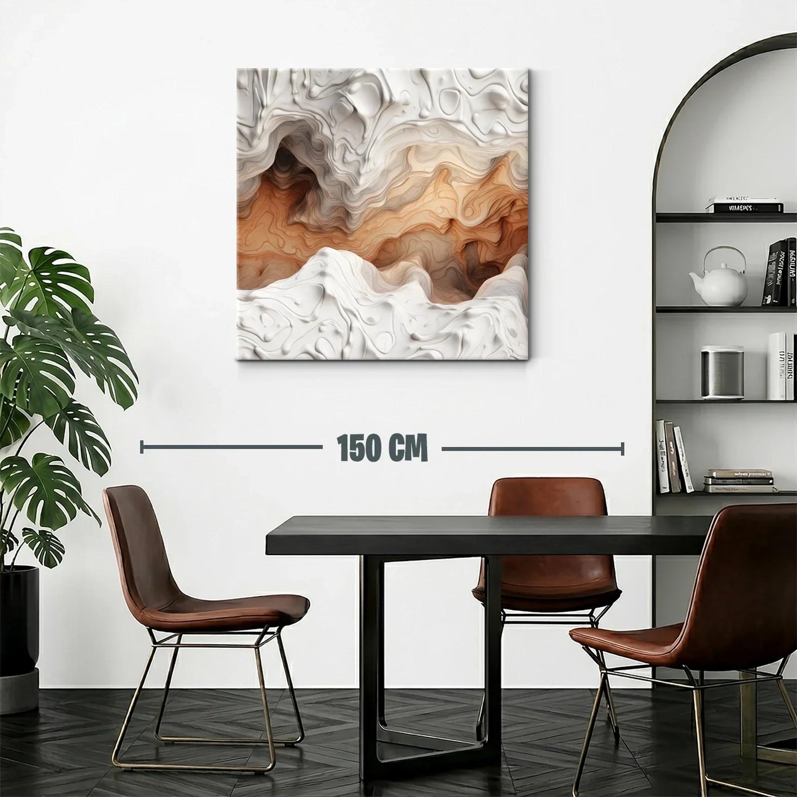 Arte abstracto con relieve en tonalidades tierra y blanco — miniatura 2