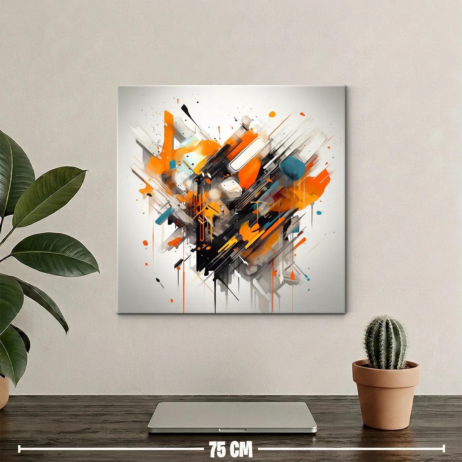 Cuadro abstracto con explosión de tonos cálidos y contrastes vibrantes — miniatura 2