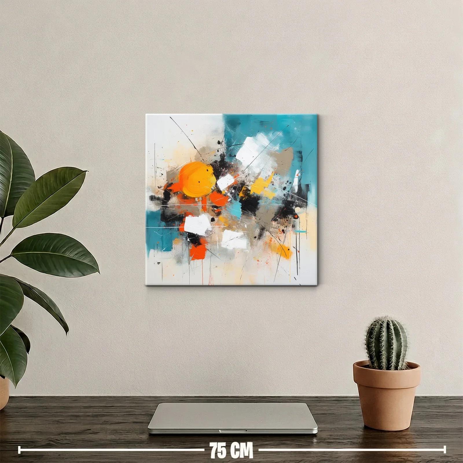 Cuadro abstracto con vibrantes tonos cálidos y fríos — miniatura 2