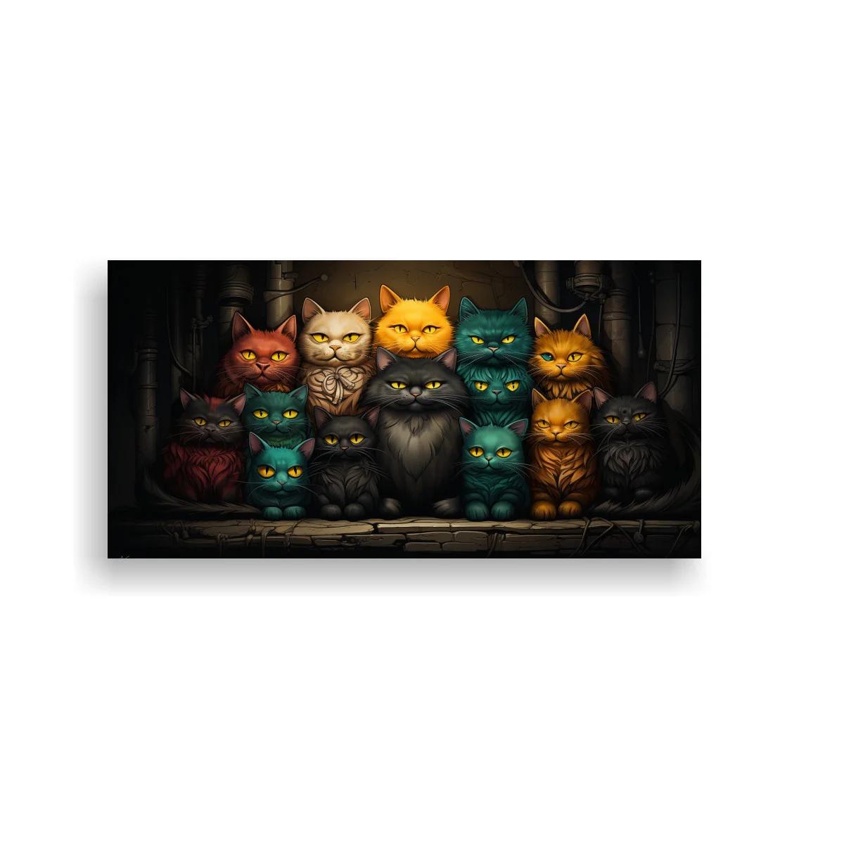 Cuadro grupo de gatos con columnas de piedra — imagen principal