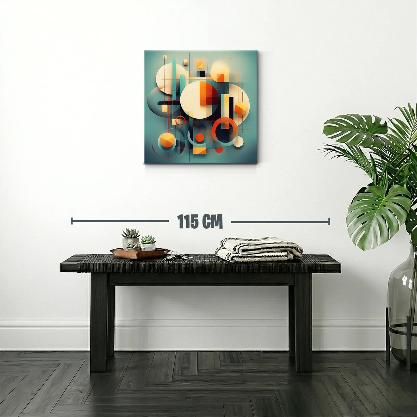 Composición abstracta con círculos y líneas en tonos cálidos y fríos — miniatura 2