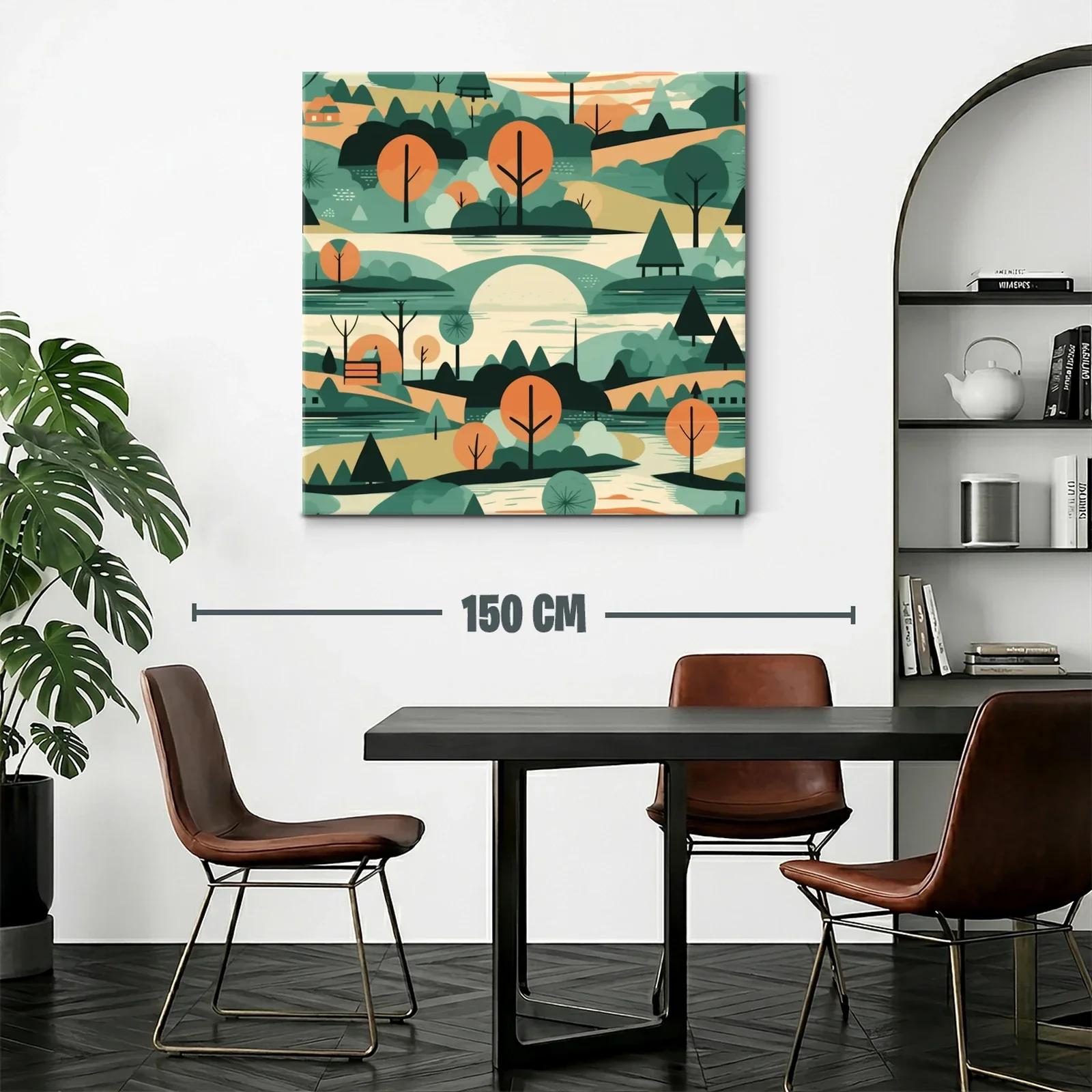 Paisaje sereno con árboles naranjas y tonos verdes suaves — miniatura 2