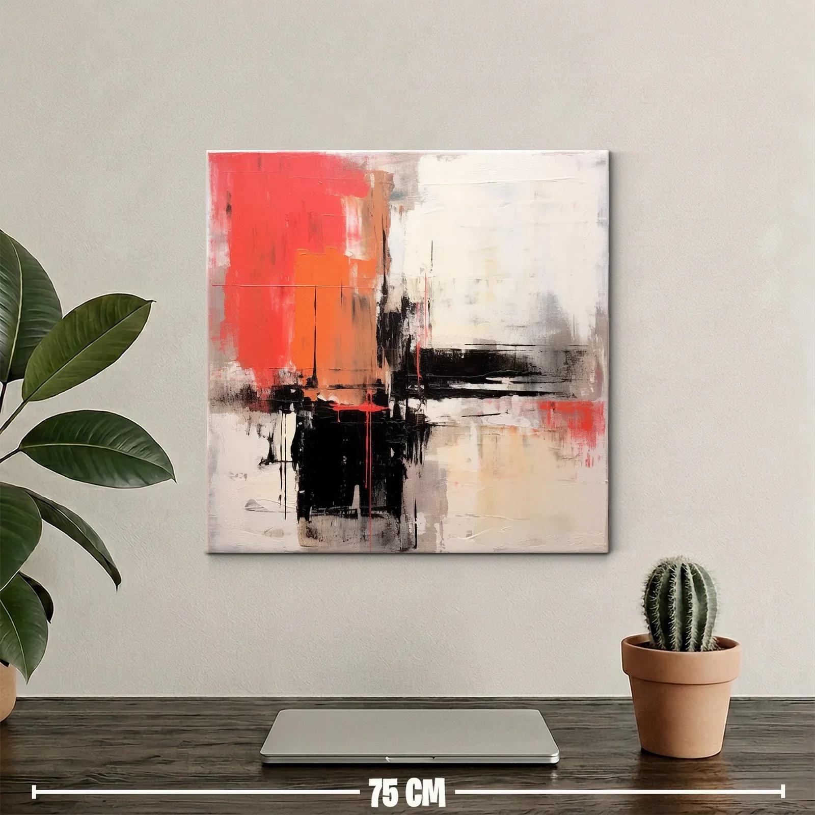 Cuadro abstracto en tonos rojos y negros vibrantes — miniatura 2