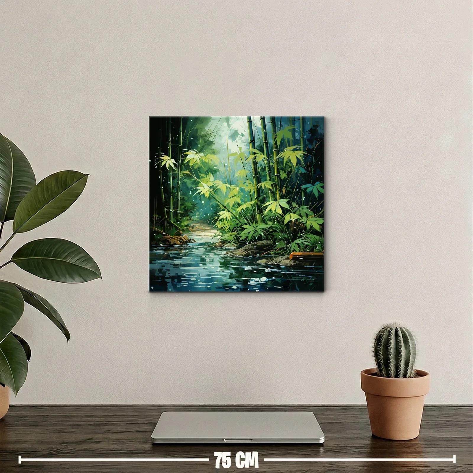 Rincón de bambú junto al riachuelo entre luces suaves — miniatura 2