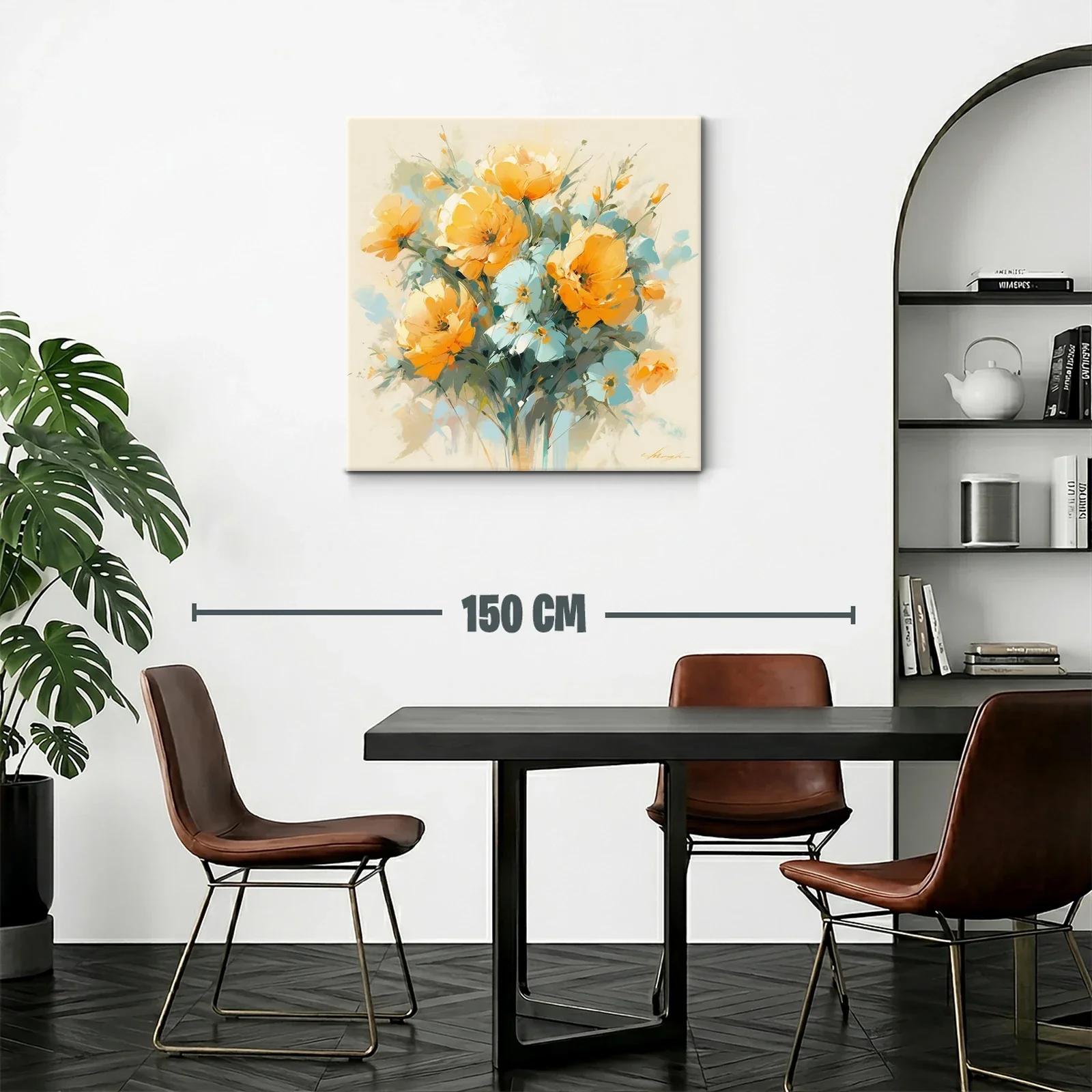 Ramo floral vibrante con tonos cálidos y azules suaves — miniatura 2