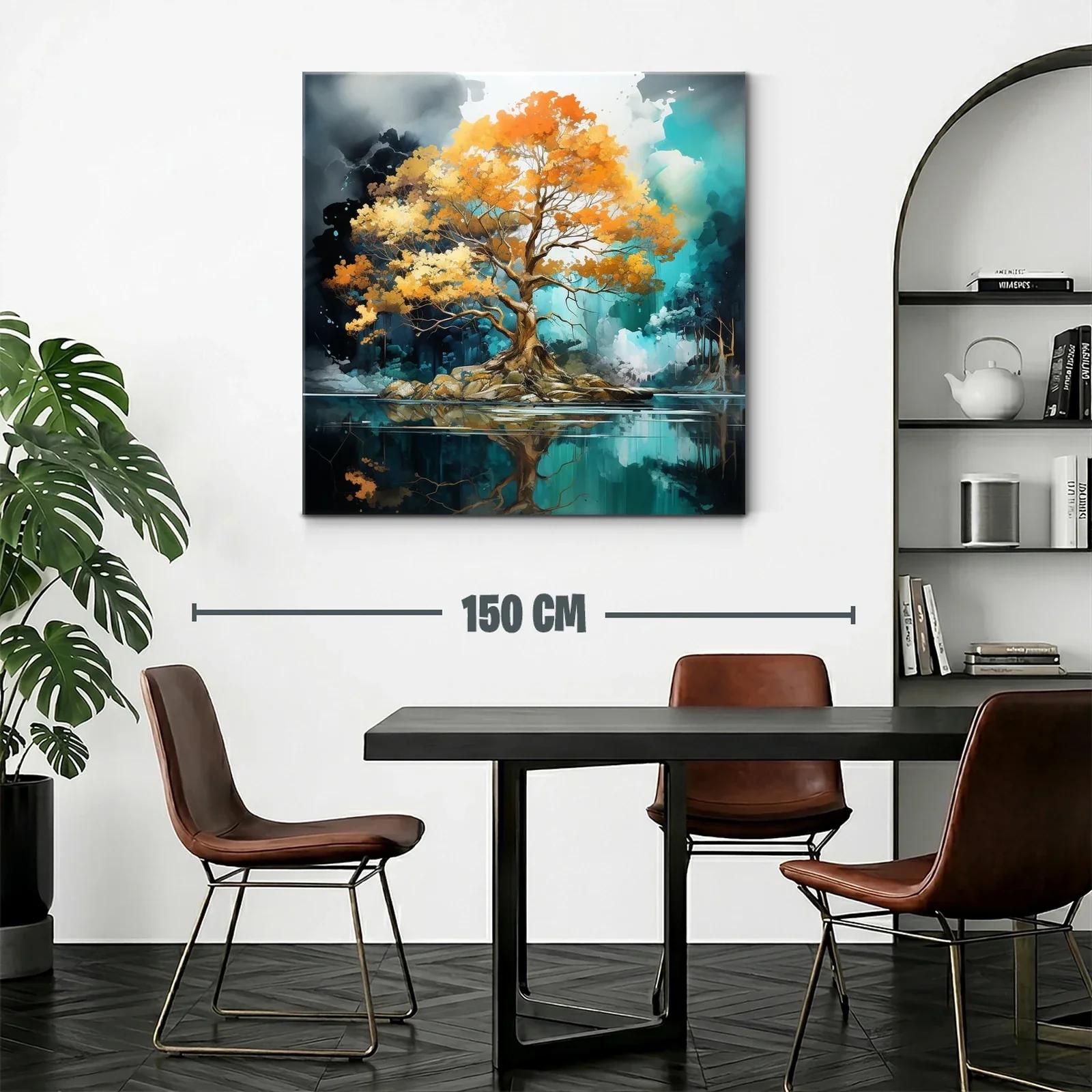 Árbol dorado reflejado en lago sereno y mágico — miniatura 2