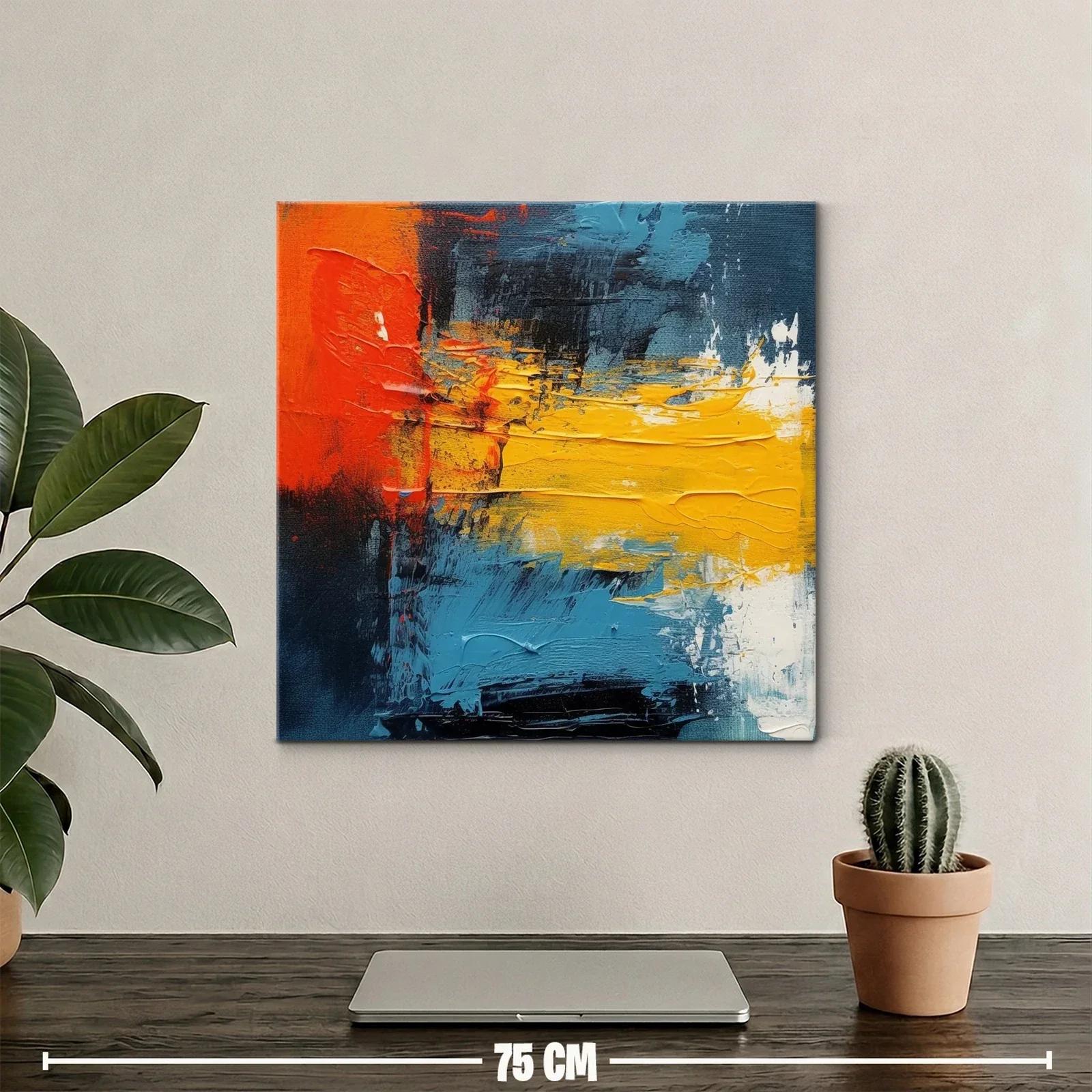 Cuadro abstracto con vibrantes tonos azules y naranjas — miniatura 2