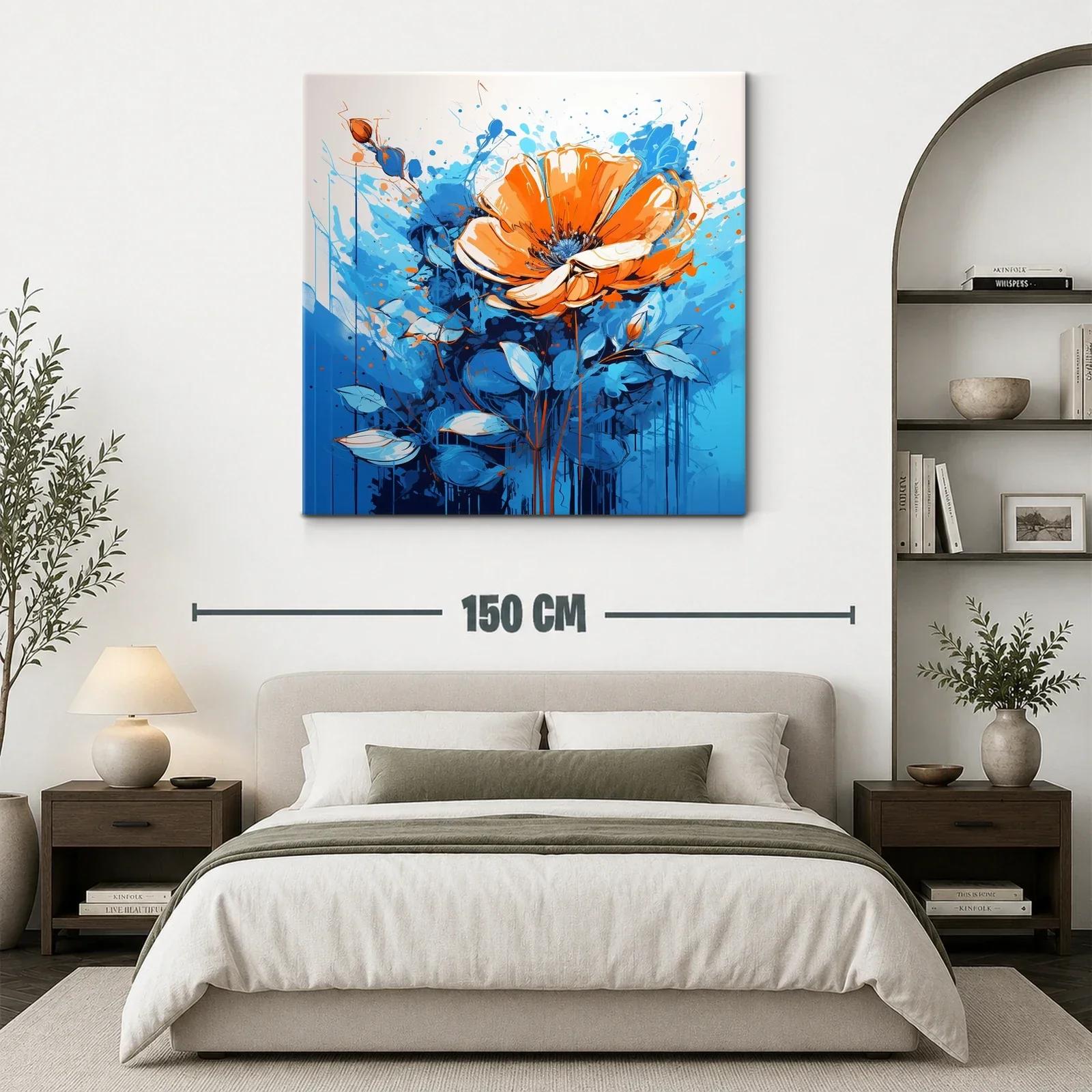 Flor vibrante en tonos naranjas y azules dinámicos — miniatura 3