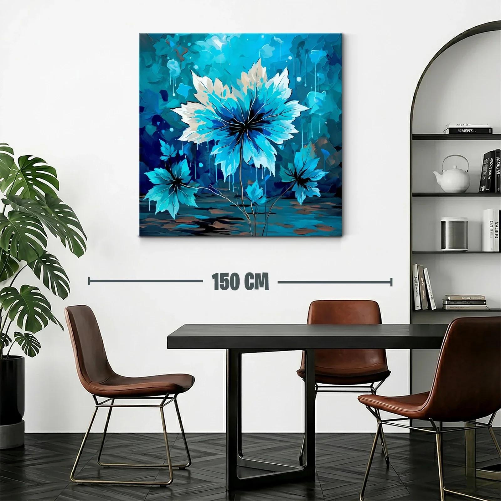 Cuadro floral en tonos azules para espacios modernos — miniatura 2