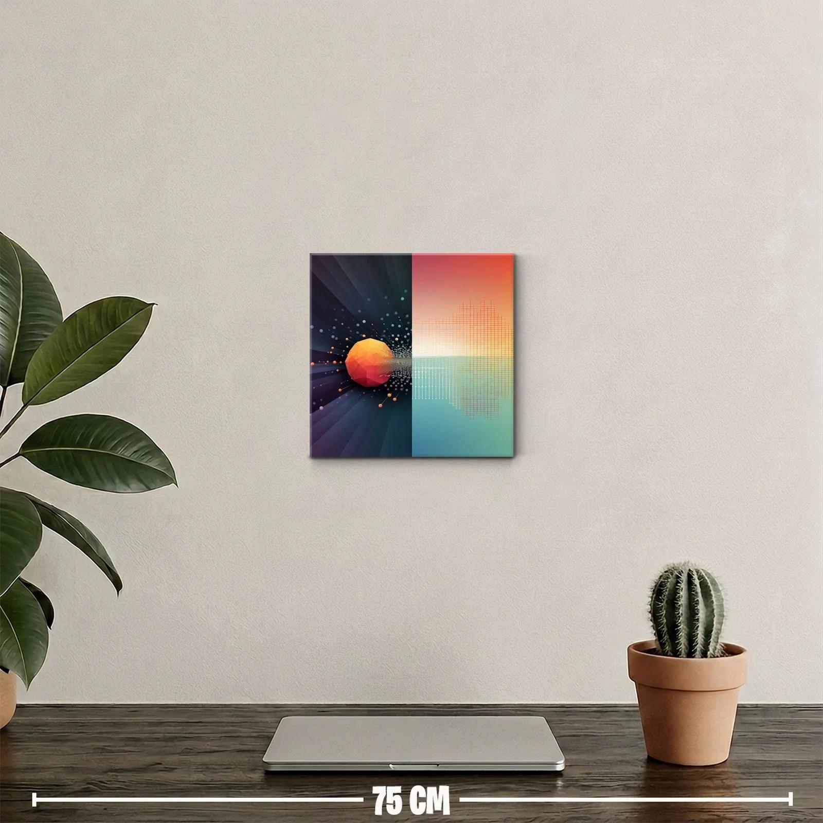 Composición abstracta con esfera y red geométrica vibrante — miniatura 2