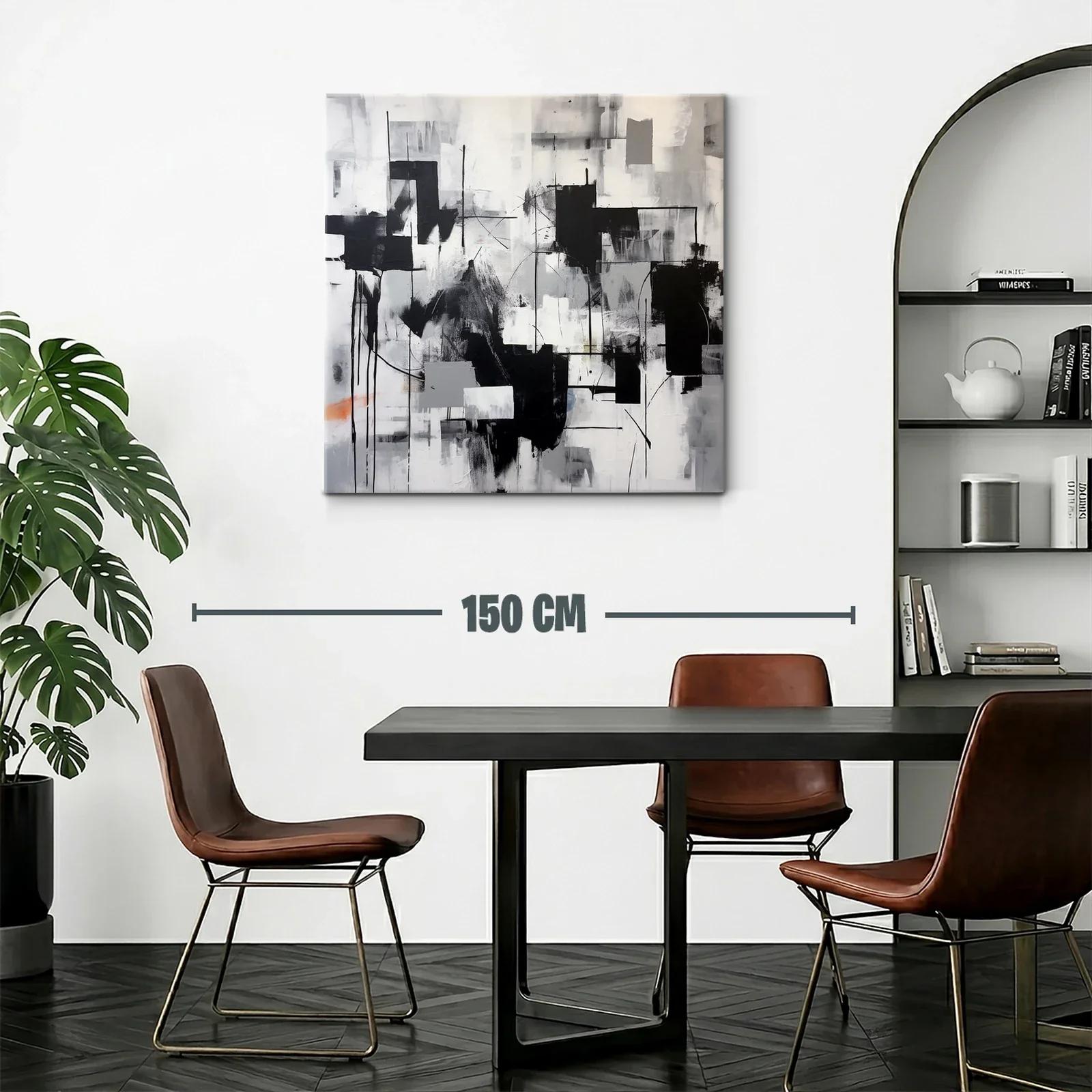 Cuadro abstracto moderno en tonos neutros y contrastes intensos — miniatura 2