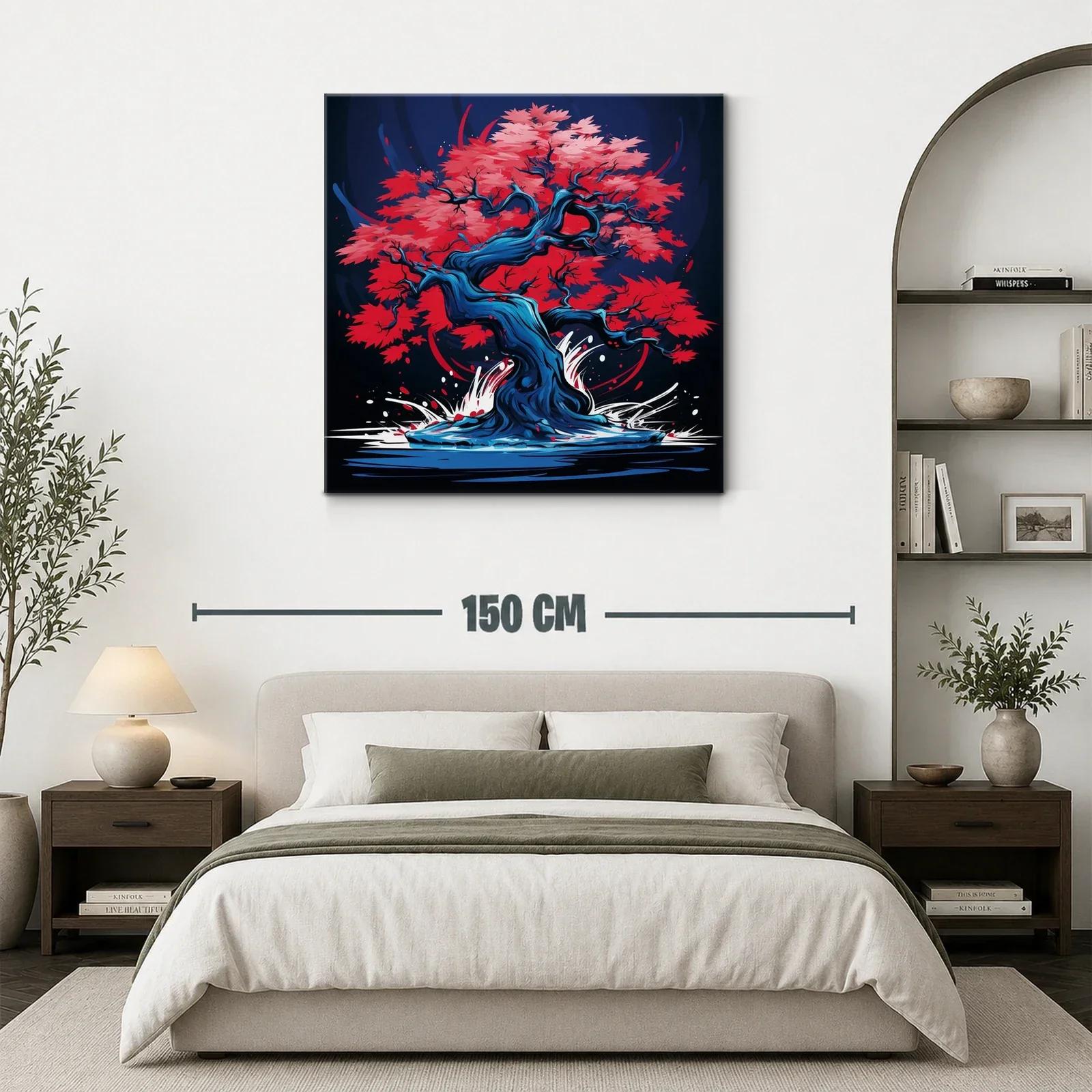 Árbol de otoño vibrante con tonos rojos y azules — miniatura 3