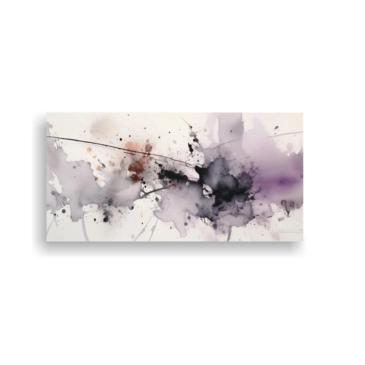 Cuadro mancha abstracta lila y gris con línea diagonal fina — imagen principal