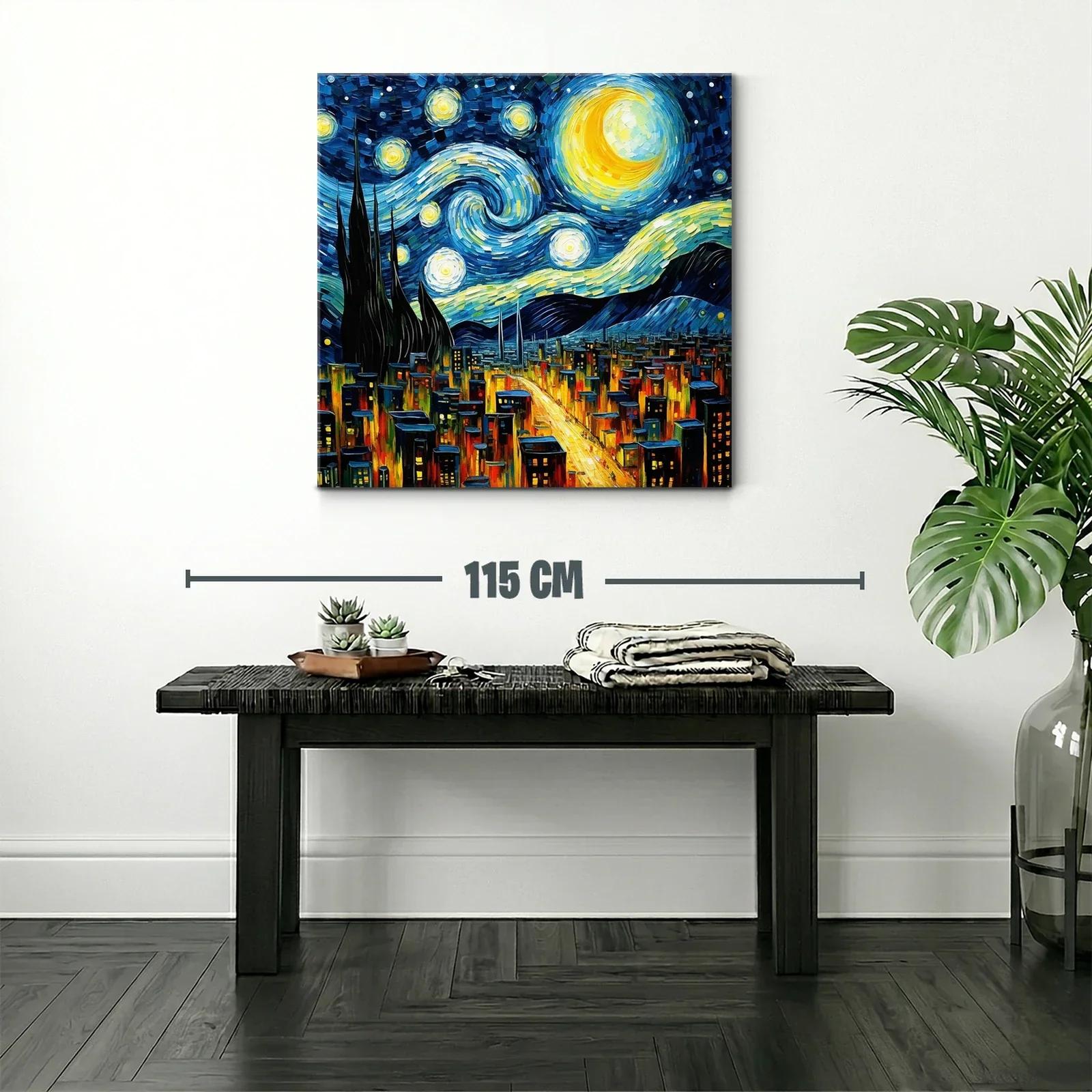 Ciudad nocturna bajo cielo estrellado vibrante y dinámico — miniatura 2