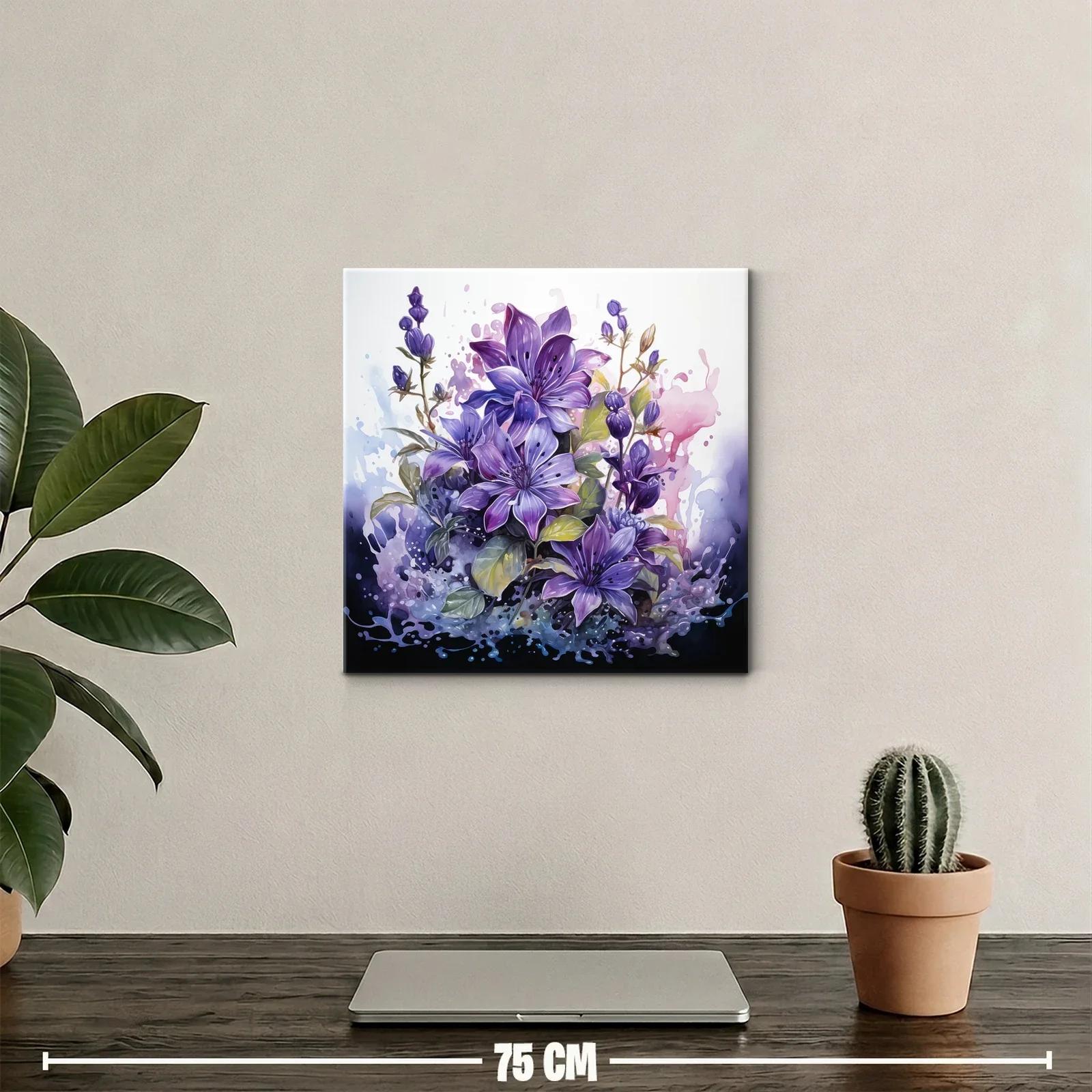 Flores violetas vibrantes con detalles en acuarela — miniatura 2