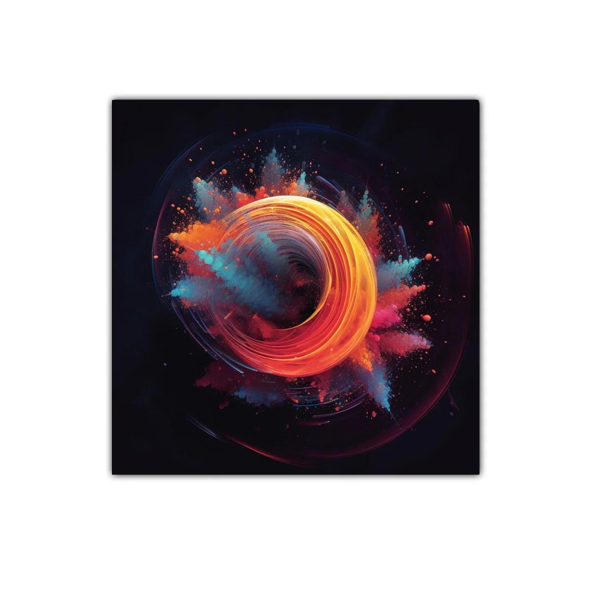 Cuadro Abstracto con Explosión de Colores y Movimiento Circular — miniatura 1