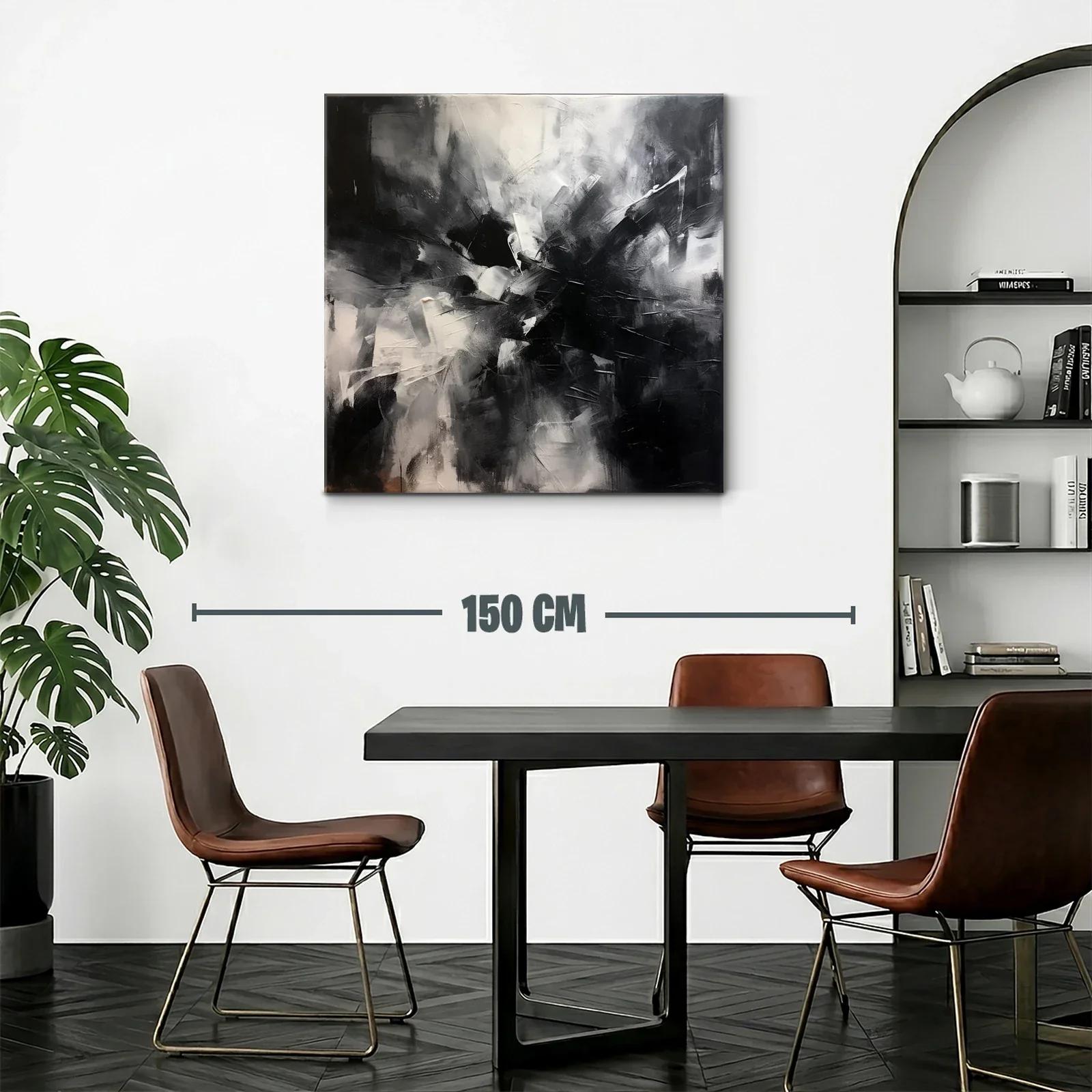 Cuadro abstracto en blanco y negro con impacto visual — miniatura 2