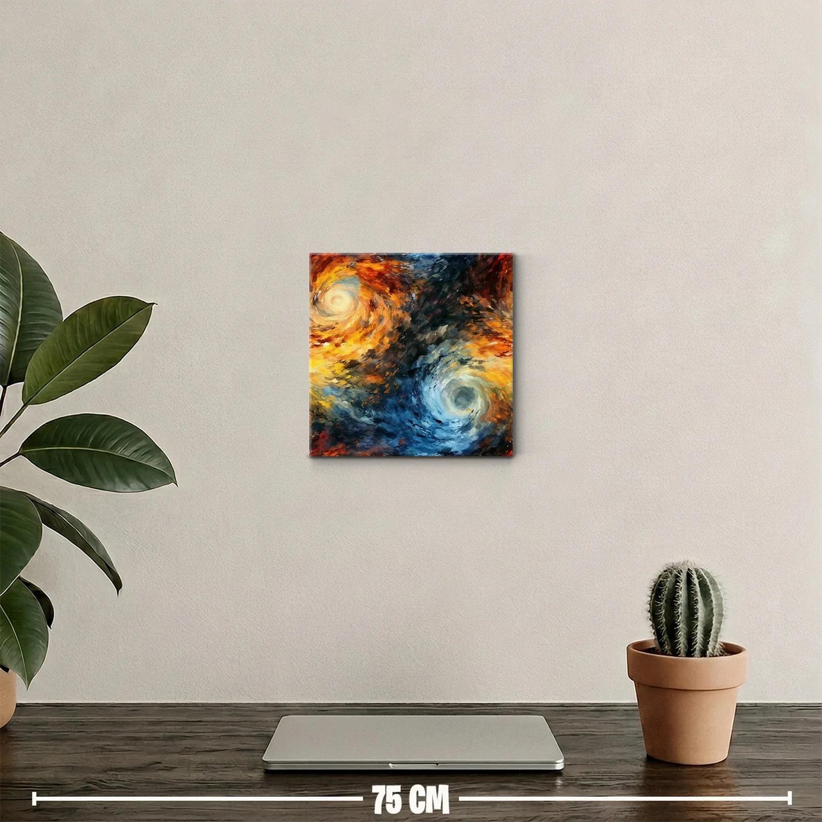 Cuadro abstracto con remolinos vibrantes y colores contrastantes — miniatura 2