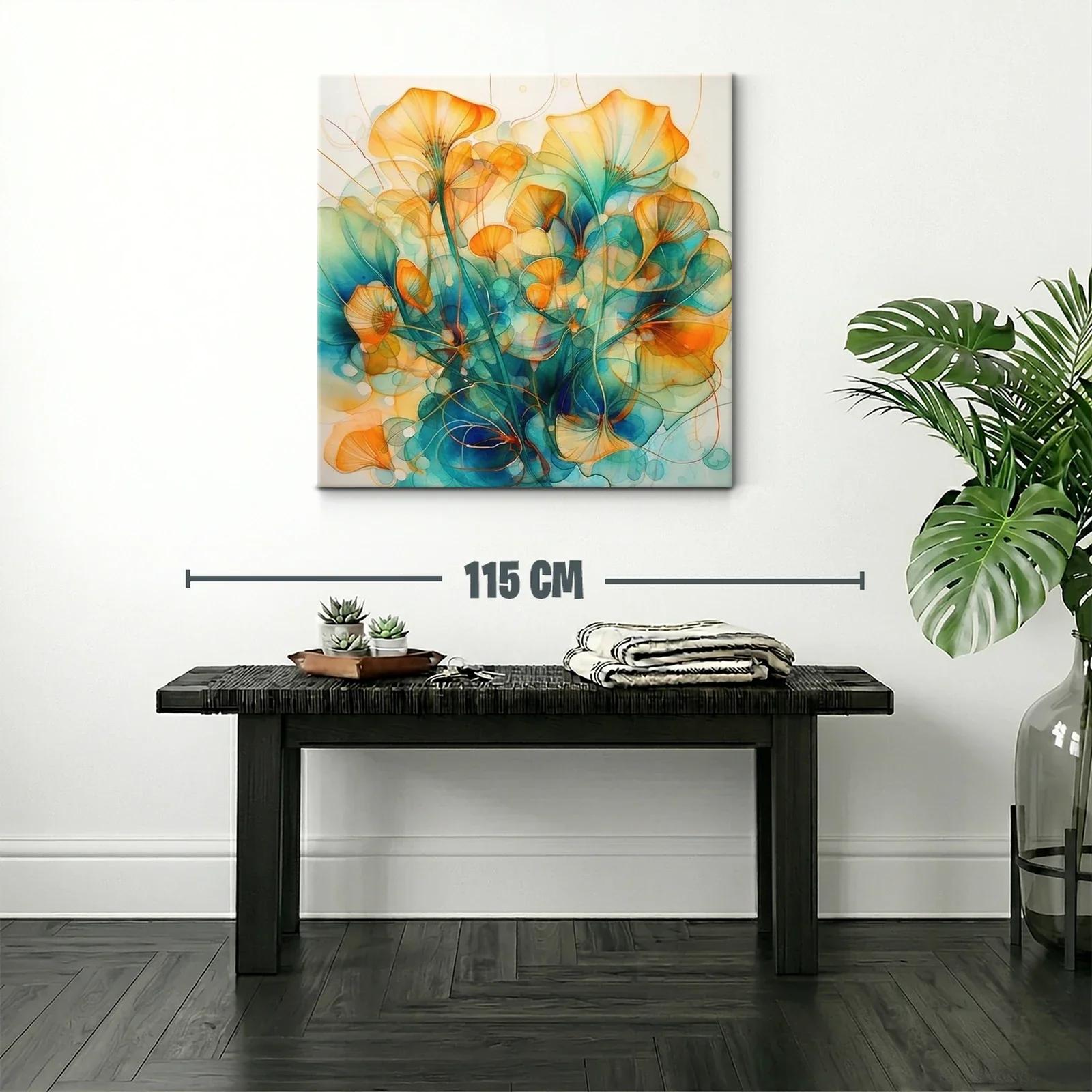 Floración abstracta en tonos cálidos y azules vibrantes — miniatura 2