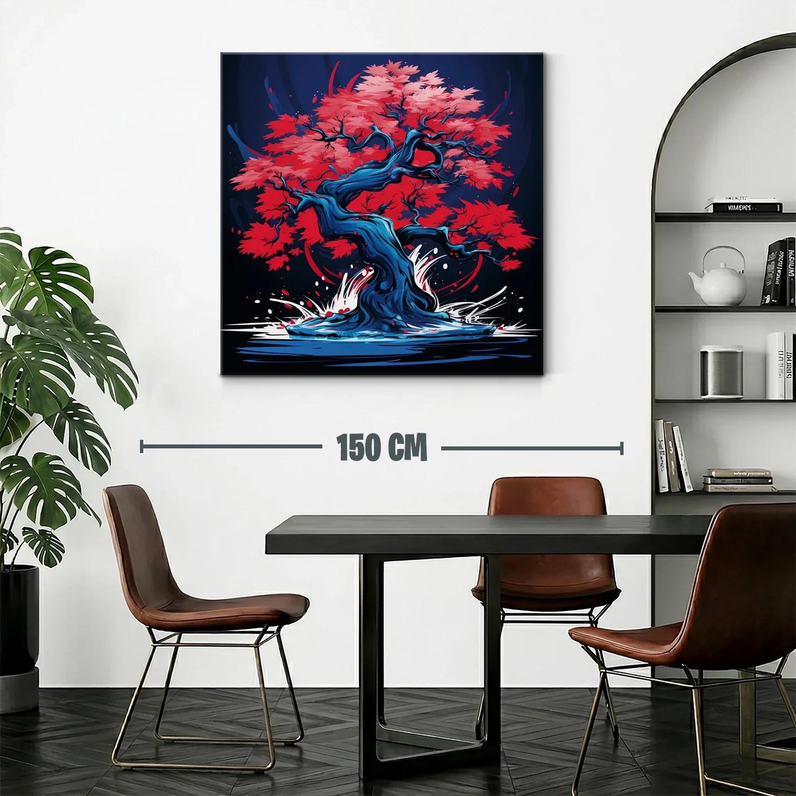 Árbol de otoño vibrante con tonos rojos y azules — miniatura 2