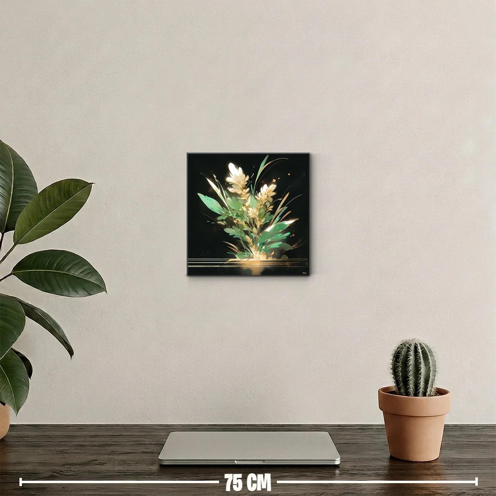 Elegante composición floral en tonos verdes y dorados — miniatura 2
