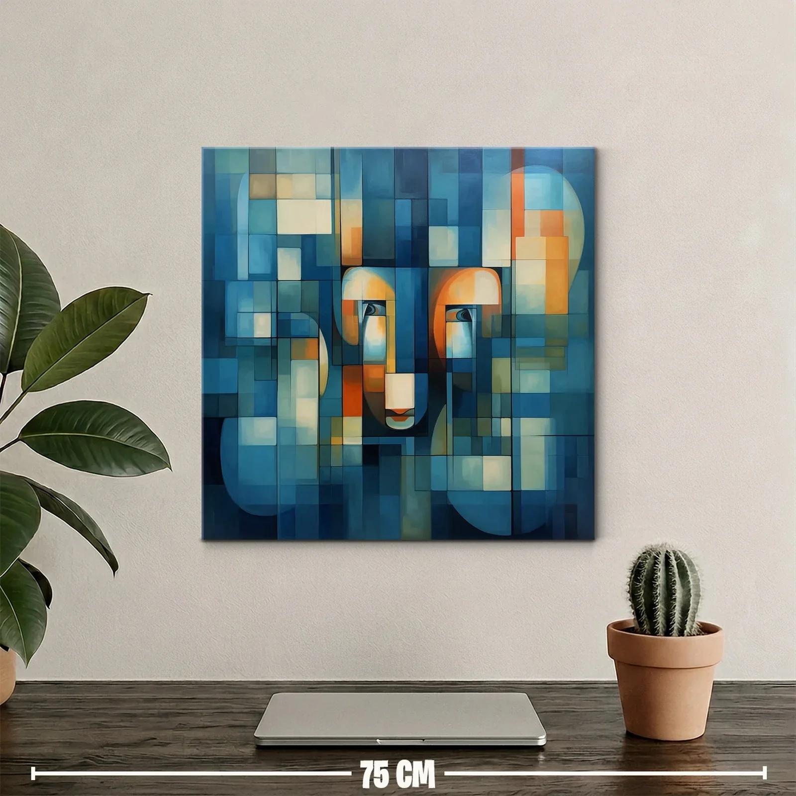 Composición abstracta con figuras y tonos azules y cálidos — miniatura 2