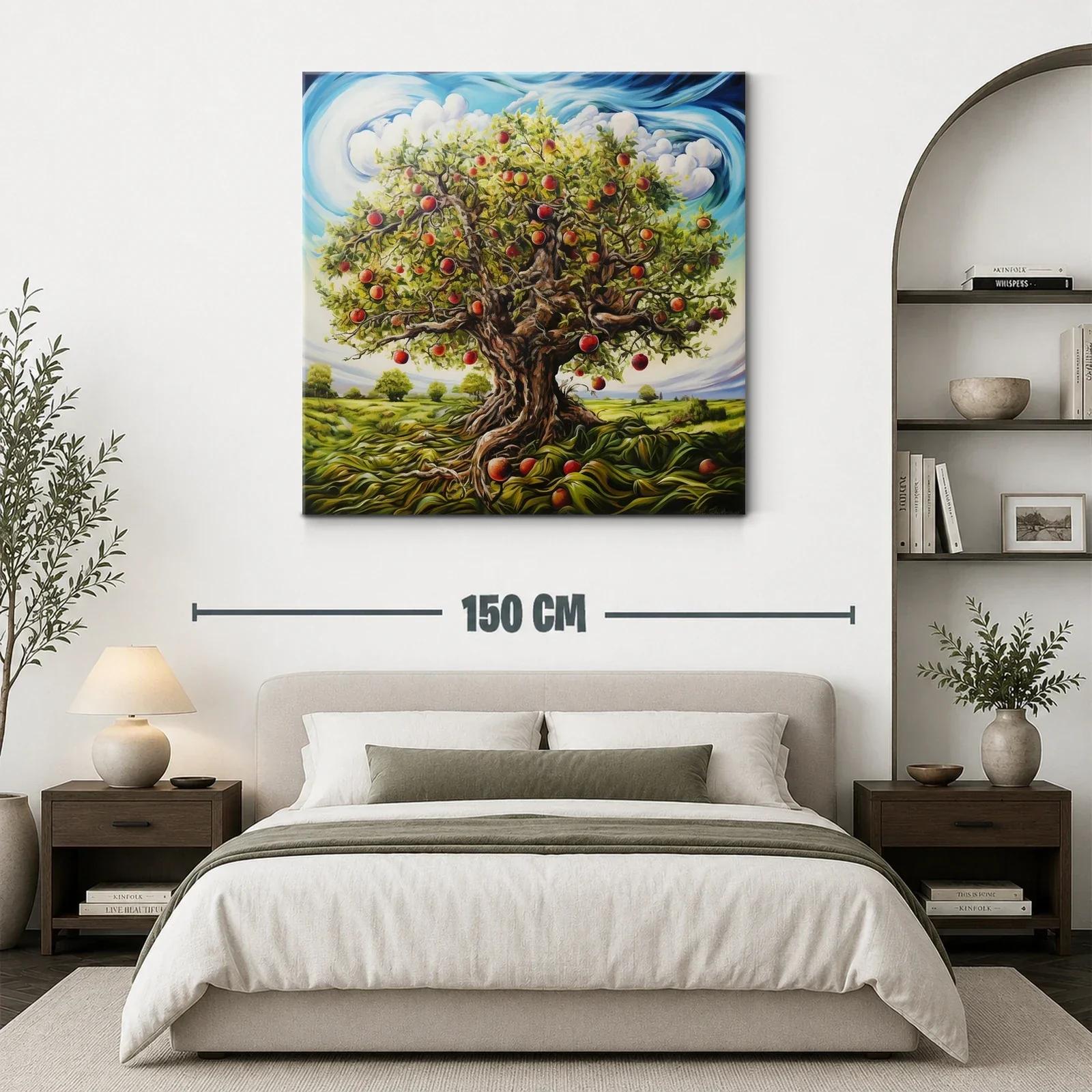 Árbol frutal exuberante con manzanas rojas maduras — miniatura 3