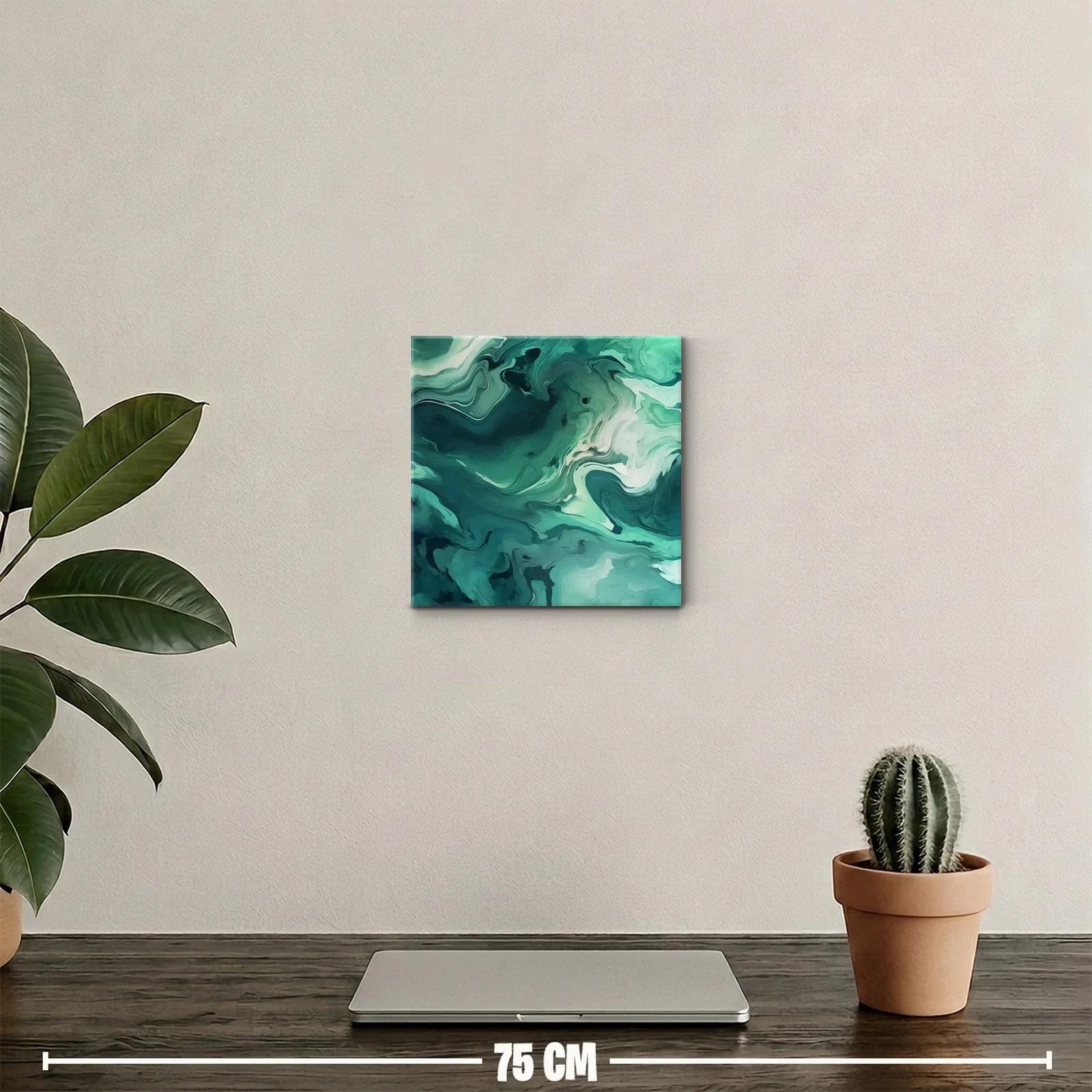 Composición abstracta en tonos verdes y azulados — miniatura 2