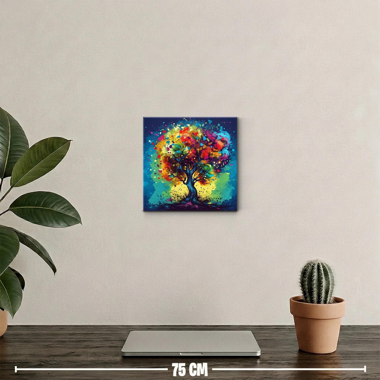 Árbol vibrante con follaje multicolor y fondo luminoso — miniatura 2