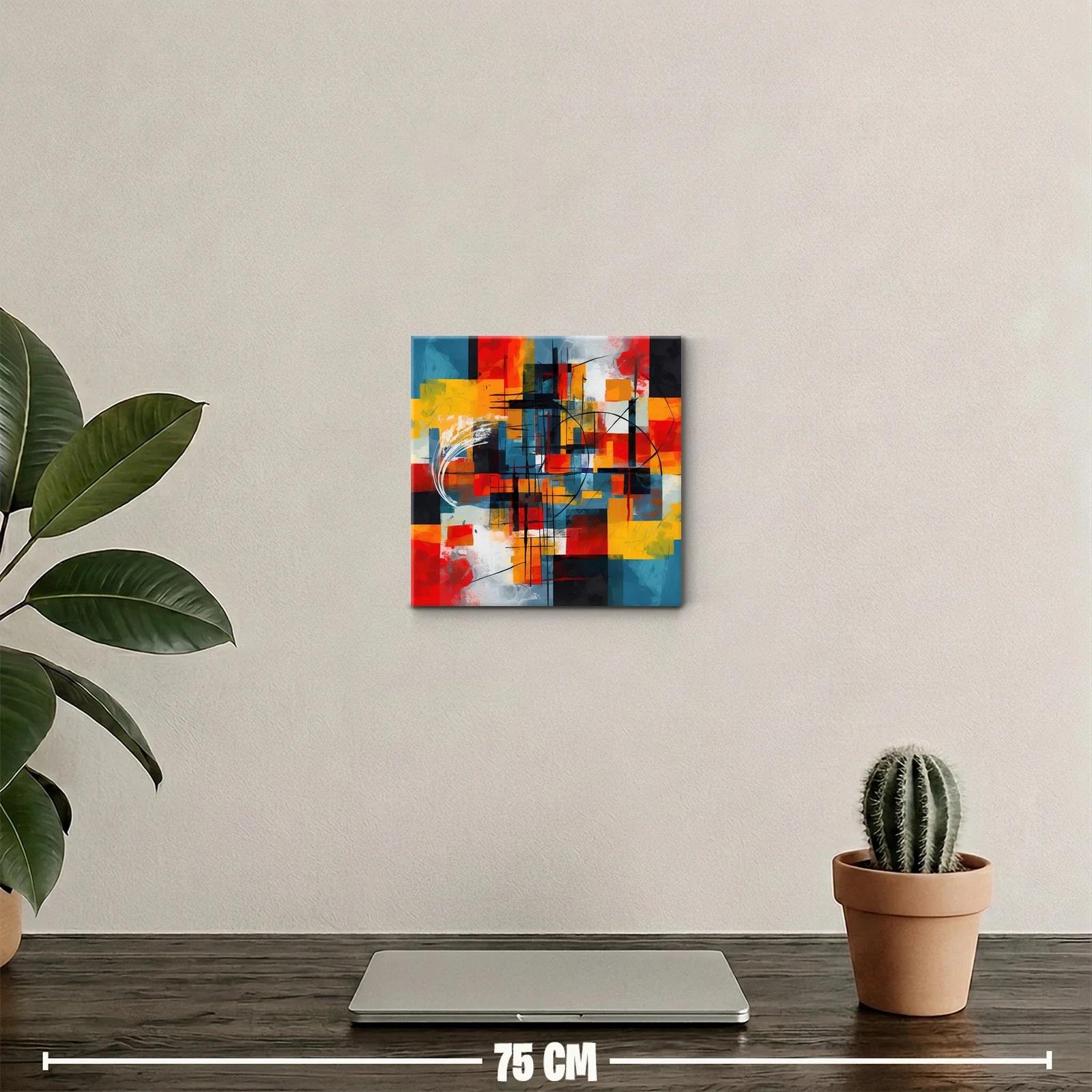 Cuadro abstracto con formas geométricas y colores cálidos — miniatura 2