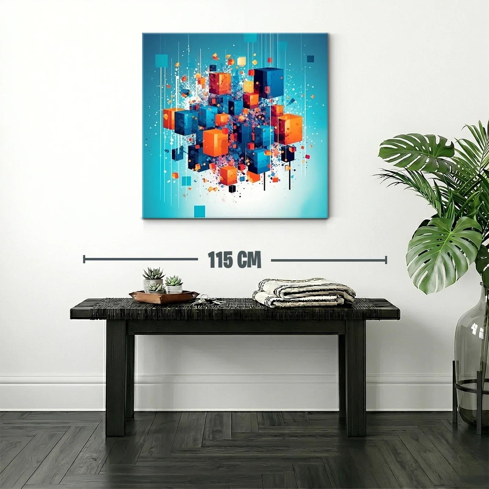 Composición abstracta de cubos en tonos azul y naranja vibrante — miniatura 2