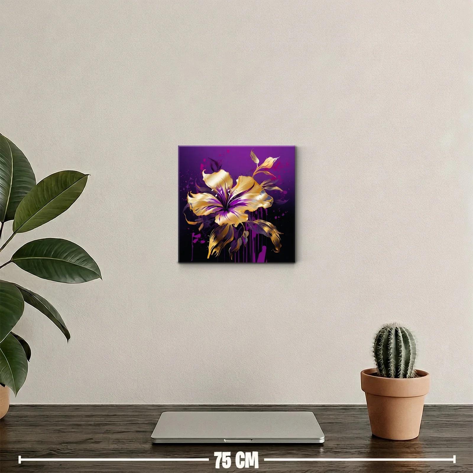 Flor dorada vibrante sobre fondo púrpura intenso — miniatura 2