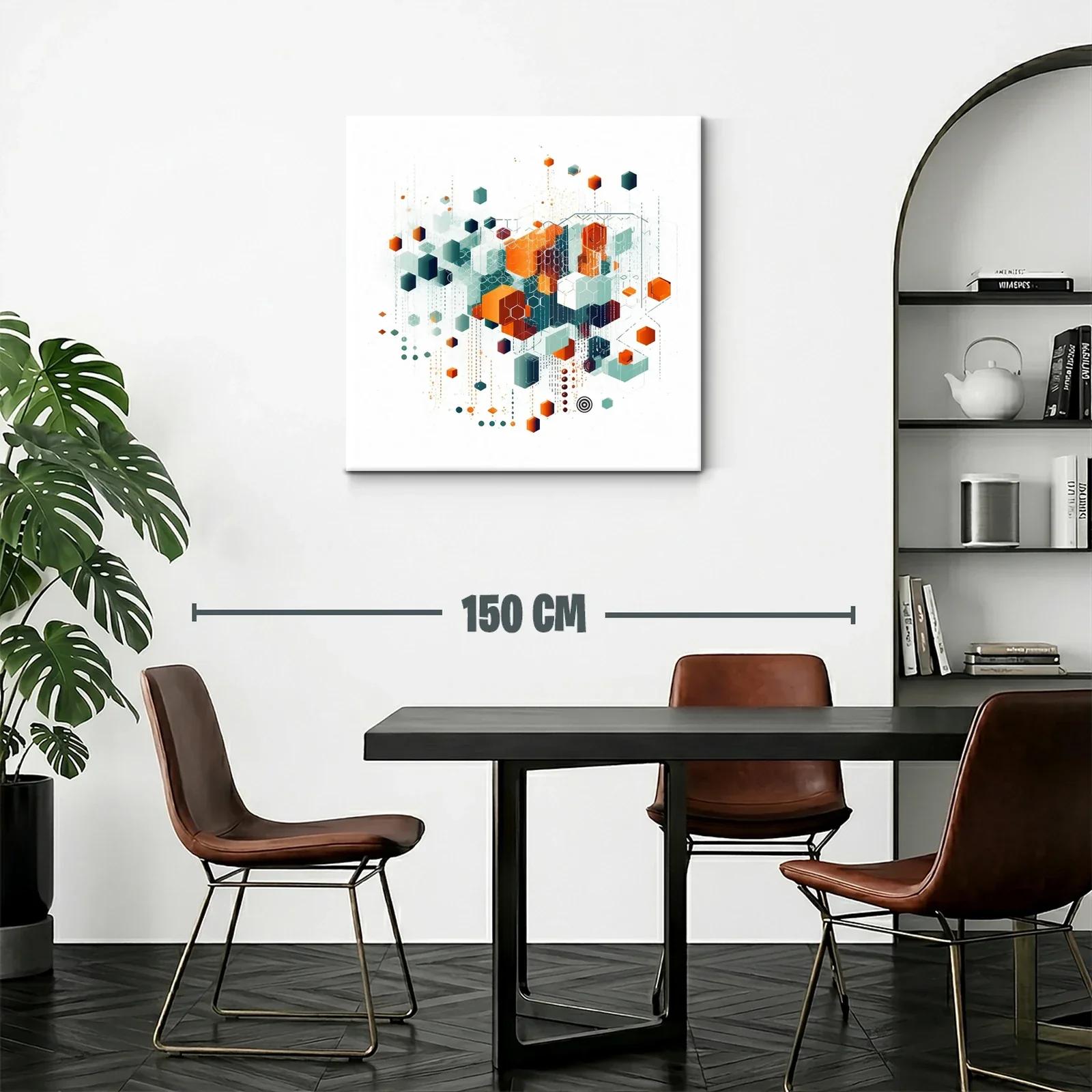 Composición geométrica con hexágonos en tonos naranja y verde — miniatura 2