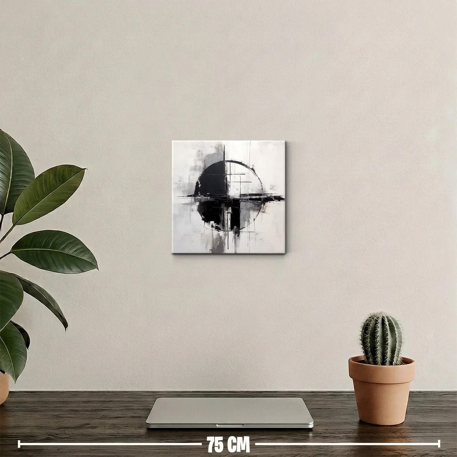 Arte Abstracto Geométrico en Blanco y Negro Equilibrado — miniatura 2