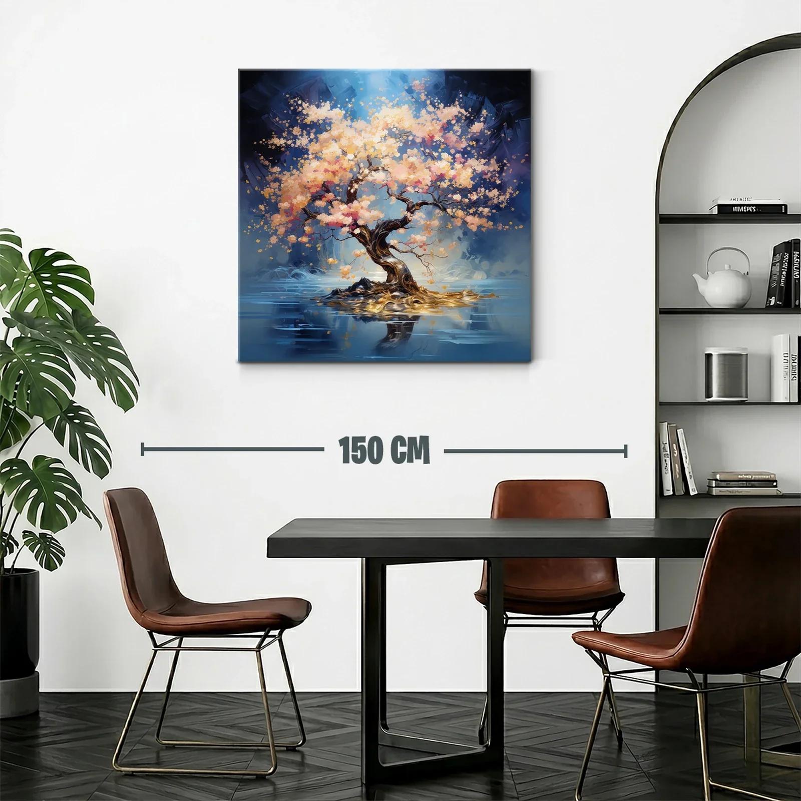 Árbol en flor iluminado en paisaje reflejado — miniatura 2