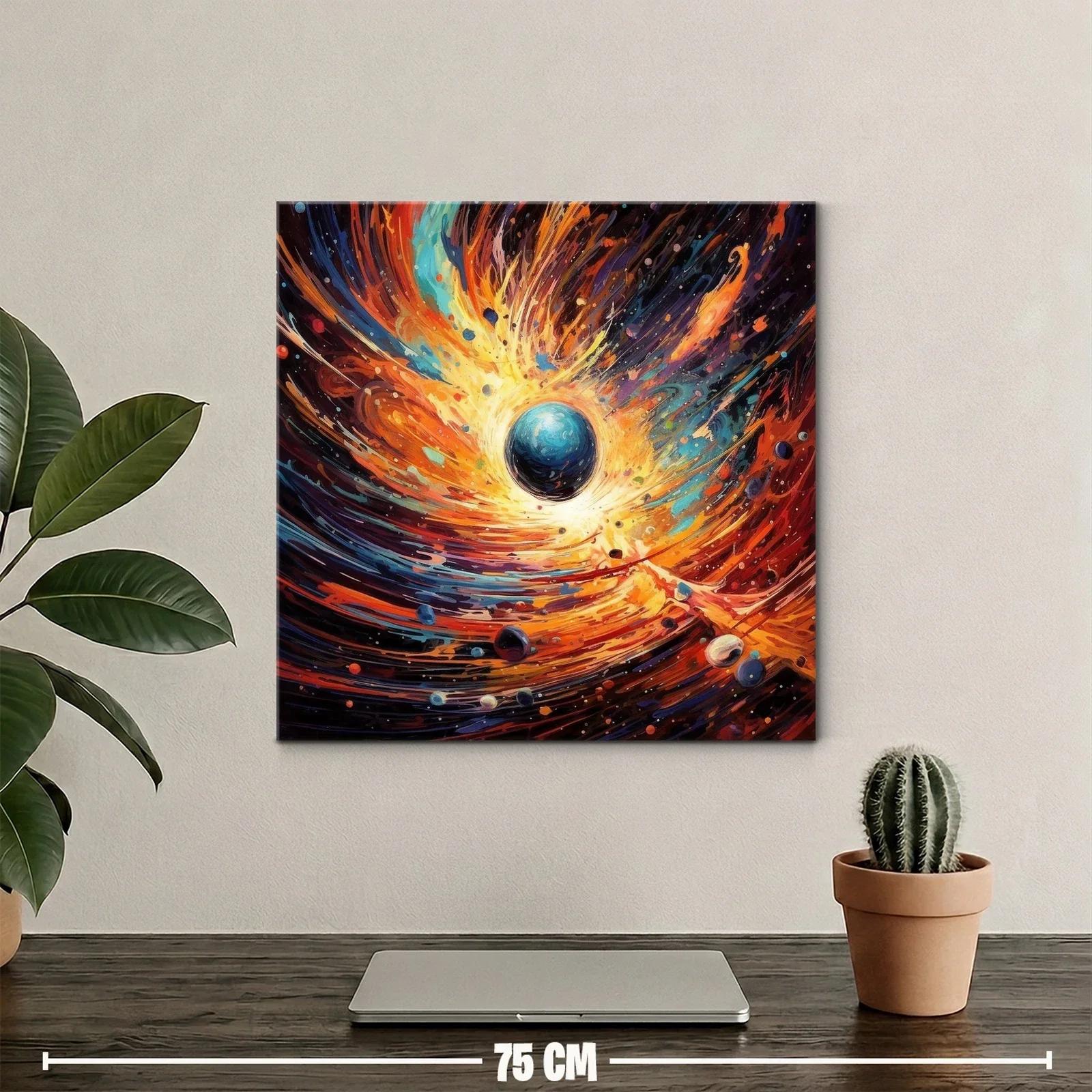 Explosión cósmica con planeta azul y remolinos de luz — miniatura 2