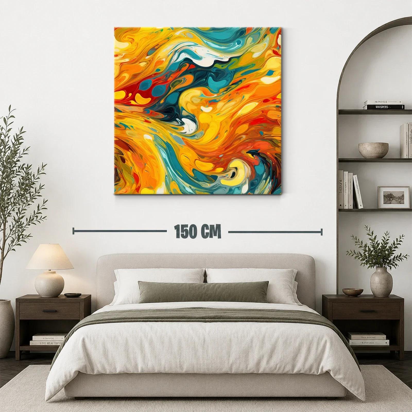 Arte abstracto dinámico con tonos cálidos y fríos vibrantes — miniatura 3