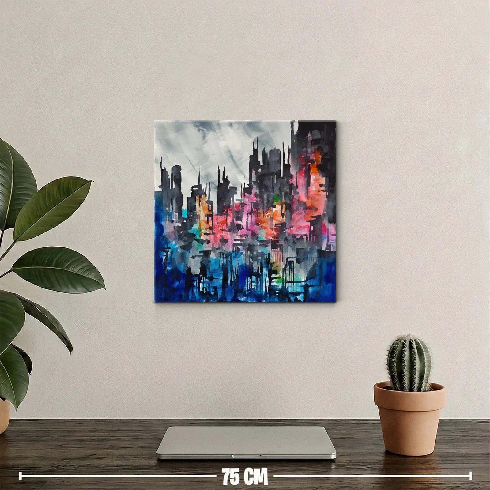Ciudad abstracta con tonos vibrantes y contrastes intensos — miniatura 2