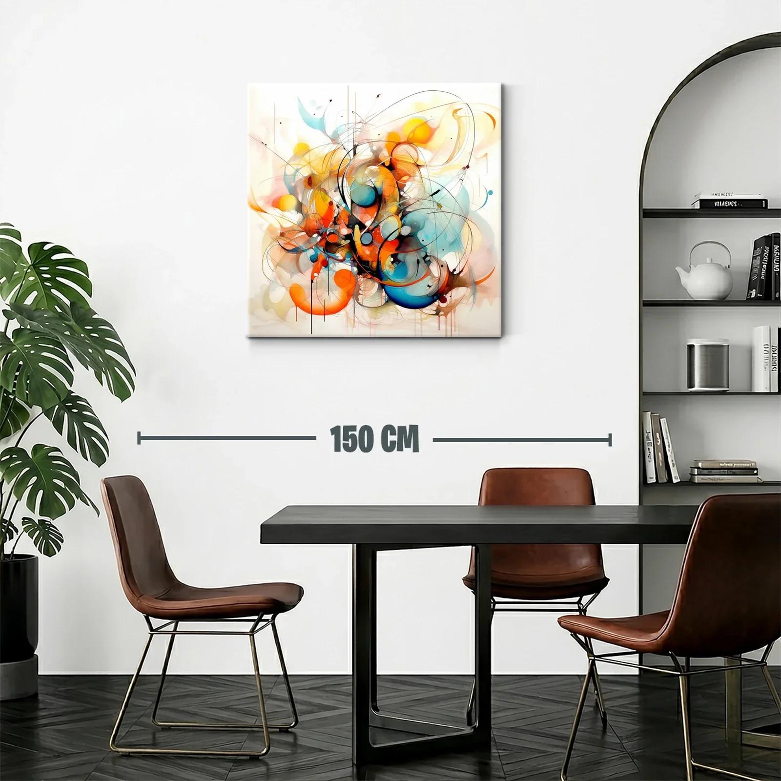 Cuadro abstracto en tonos cálidos y fríos vibrantes — miniatura 2