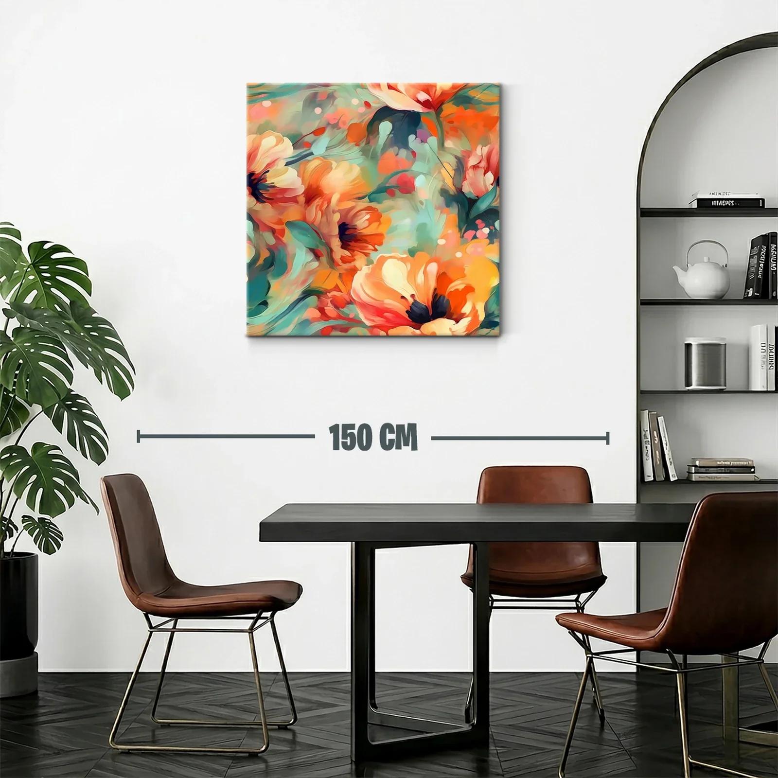 Cuadro floral vibrante con tonos cálidos y detalles suaves — miniatura 2