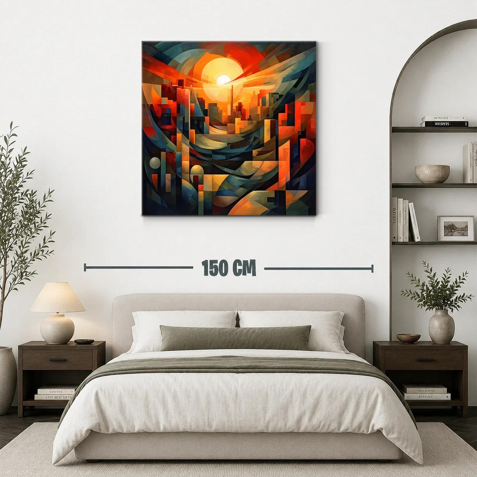 Atardecer abstracto con arquitectura geométrica vibrante — miniatura 3